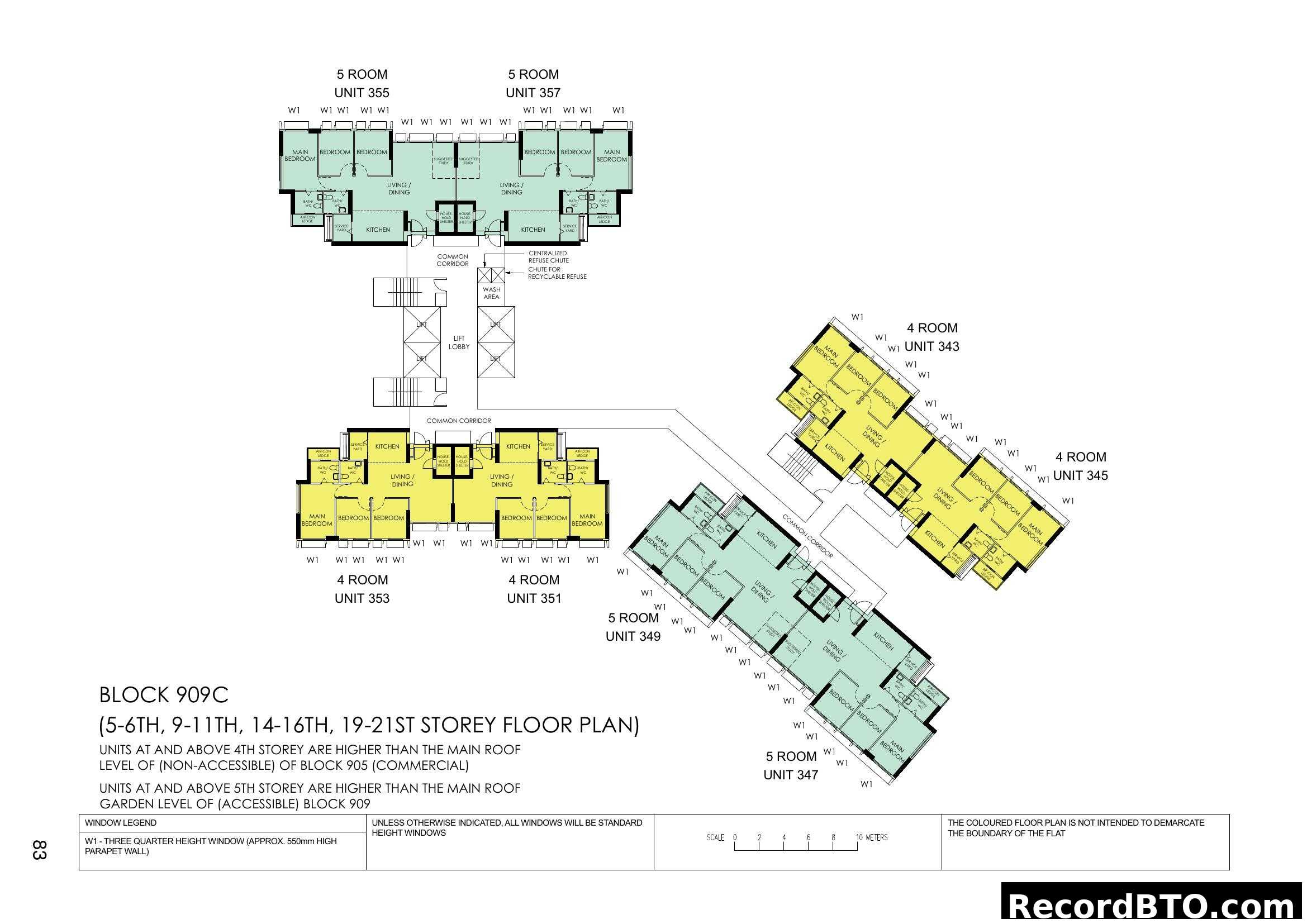 Block 909C 4-Room and 5-Room Floor Plan (Specific Storeys)