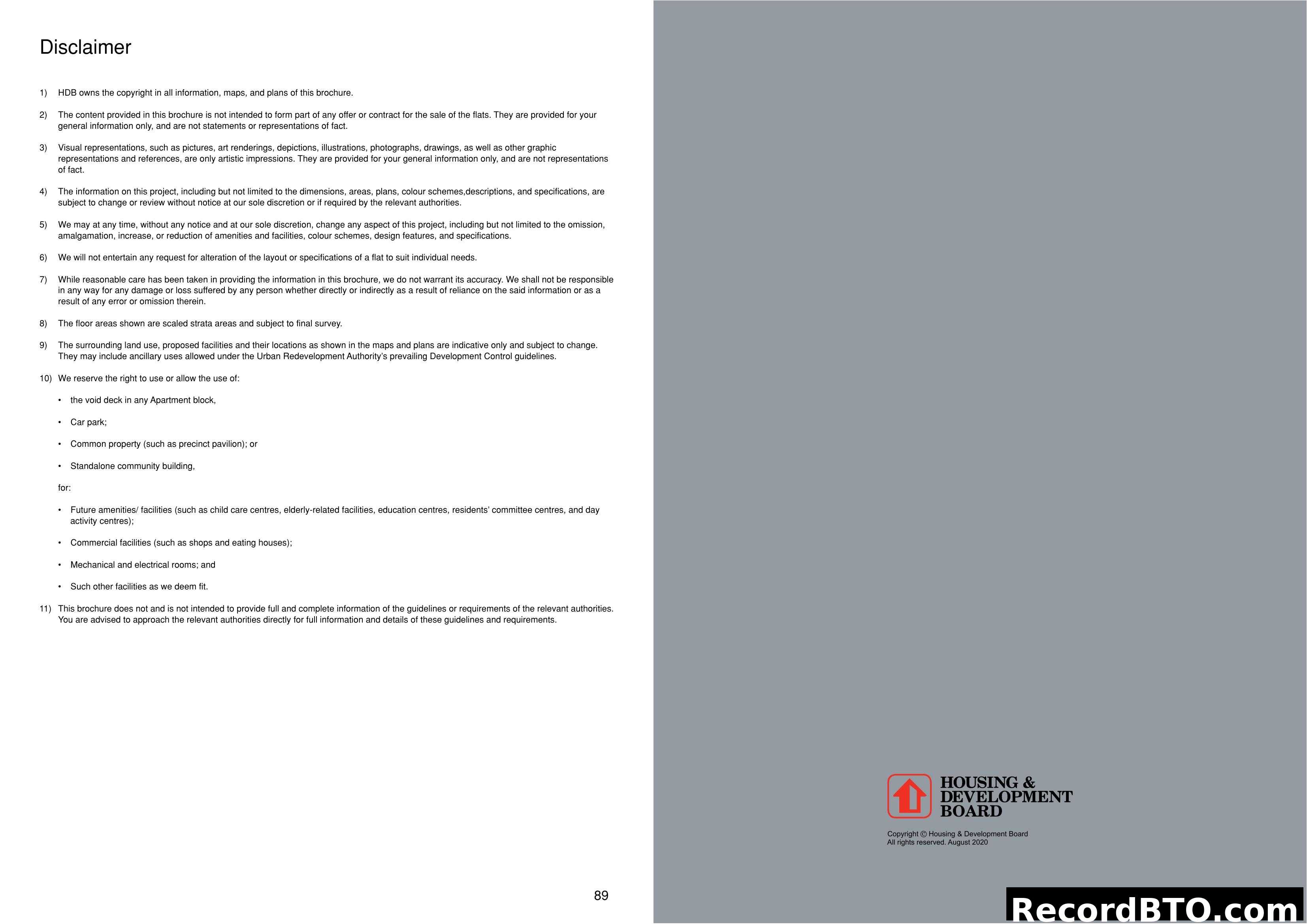 HDB Brochure Disclaimer and Copyright Information