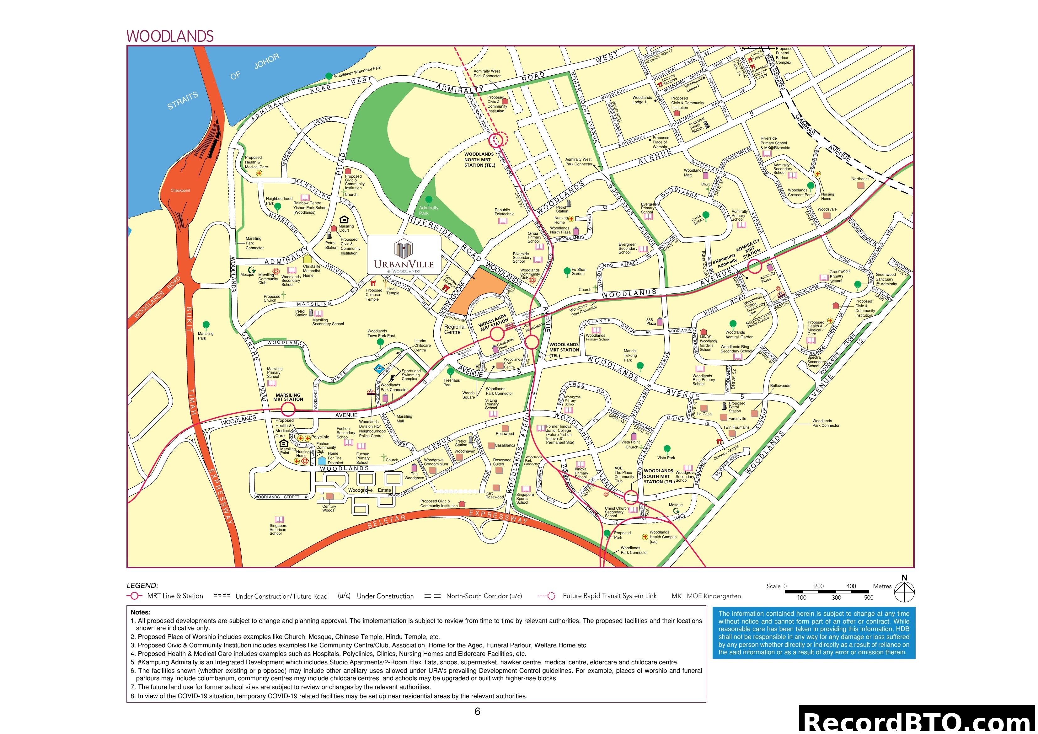 Woodlands Regional Location Map with Amenities and Transport