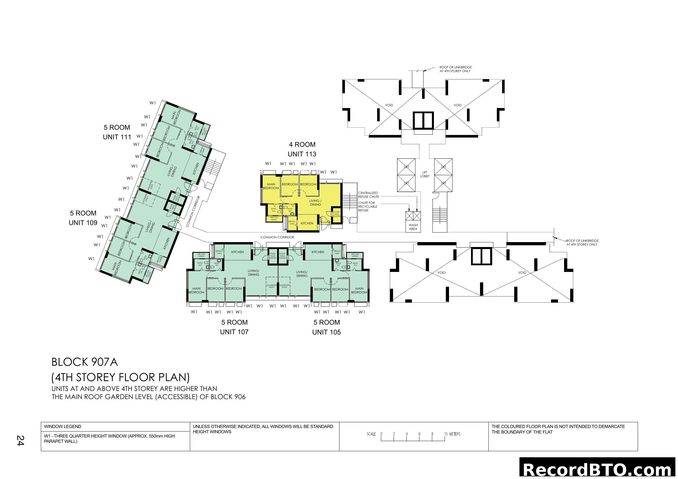 Block 907A 4th Storey Floor Plan with 4- and 5-Room Units