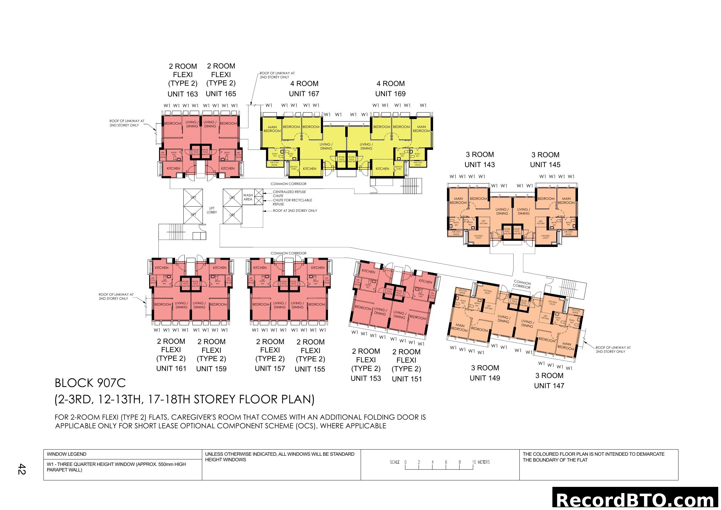 Block 907C Storey Floor Plan with Unit Layouts