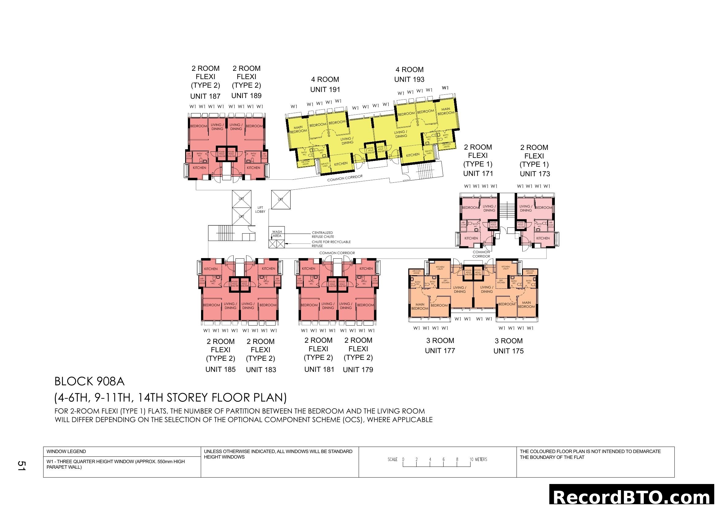 Block 908A Floor Plan (4-6th, 9-11th, 14th Storey)