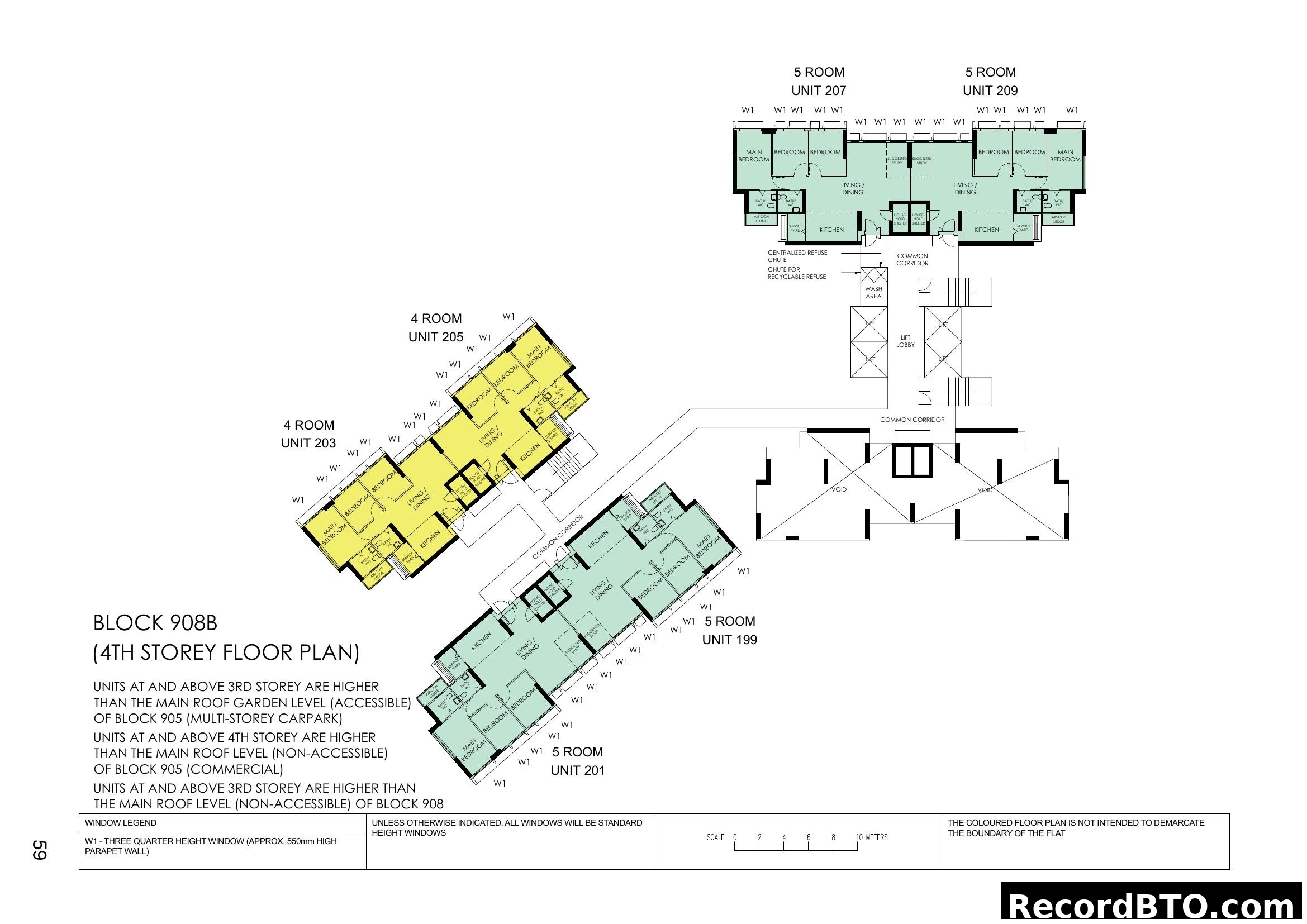 Block 908B 4th Storey Floor Plan with Unit Layouts