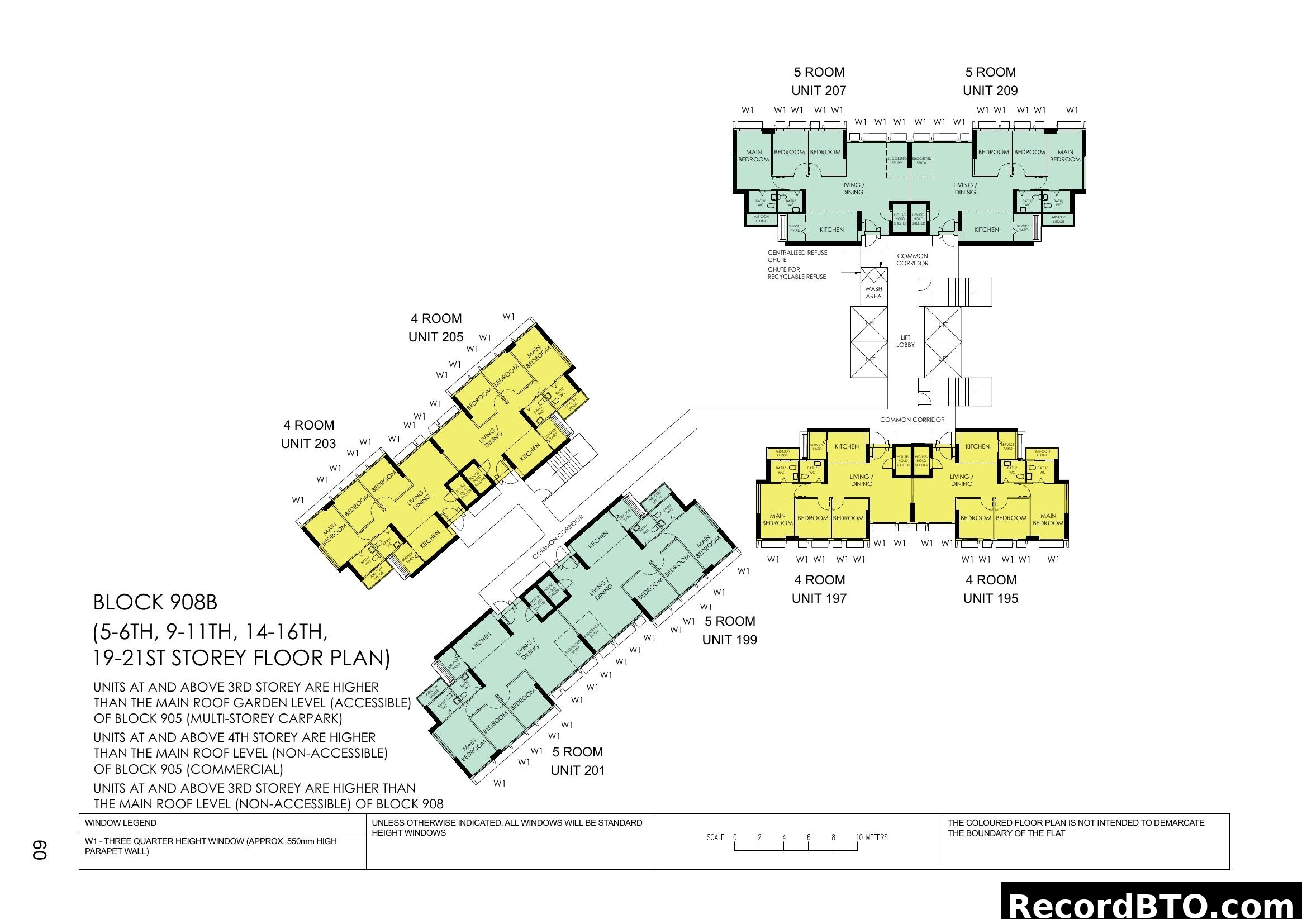 Block 908B (5-6th, 9-11th, 14-16th, 19-21st Storey Floor Plan)