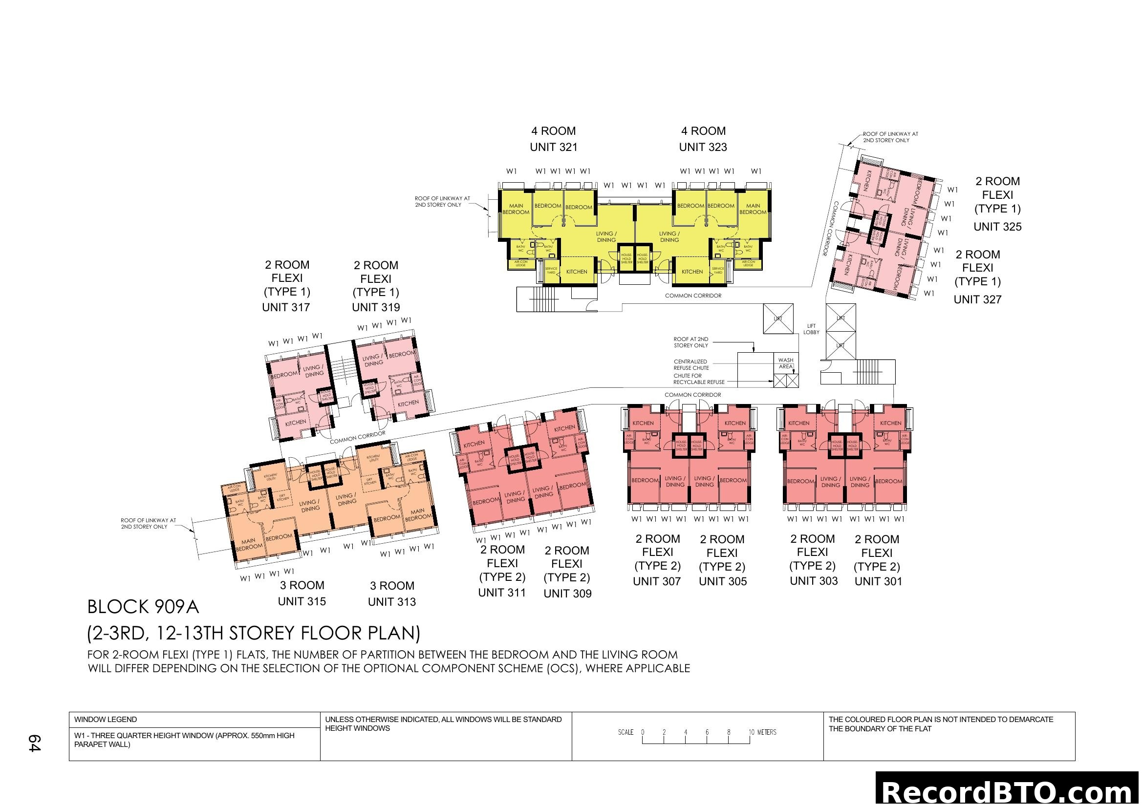 Block 909A Floor Plan (2nd-3rd, 12th-13th Storeys)