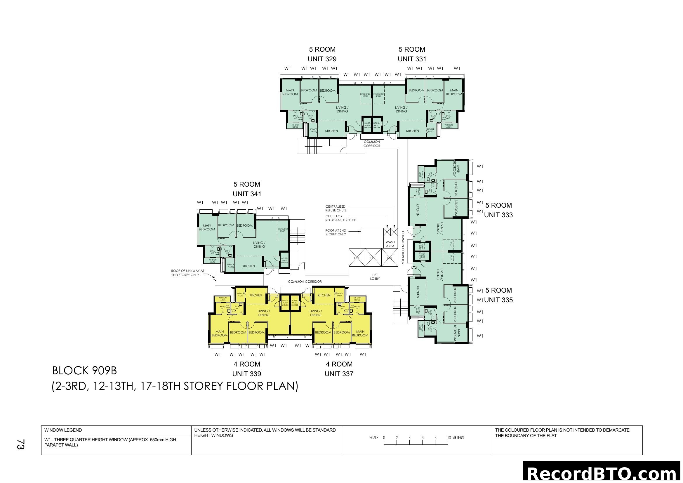 Block 909B (2-3RD, 12-13TH, 17-18TH Storey) Floor Plan