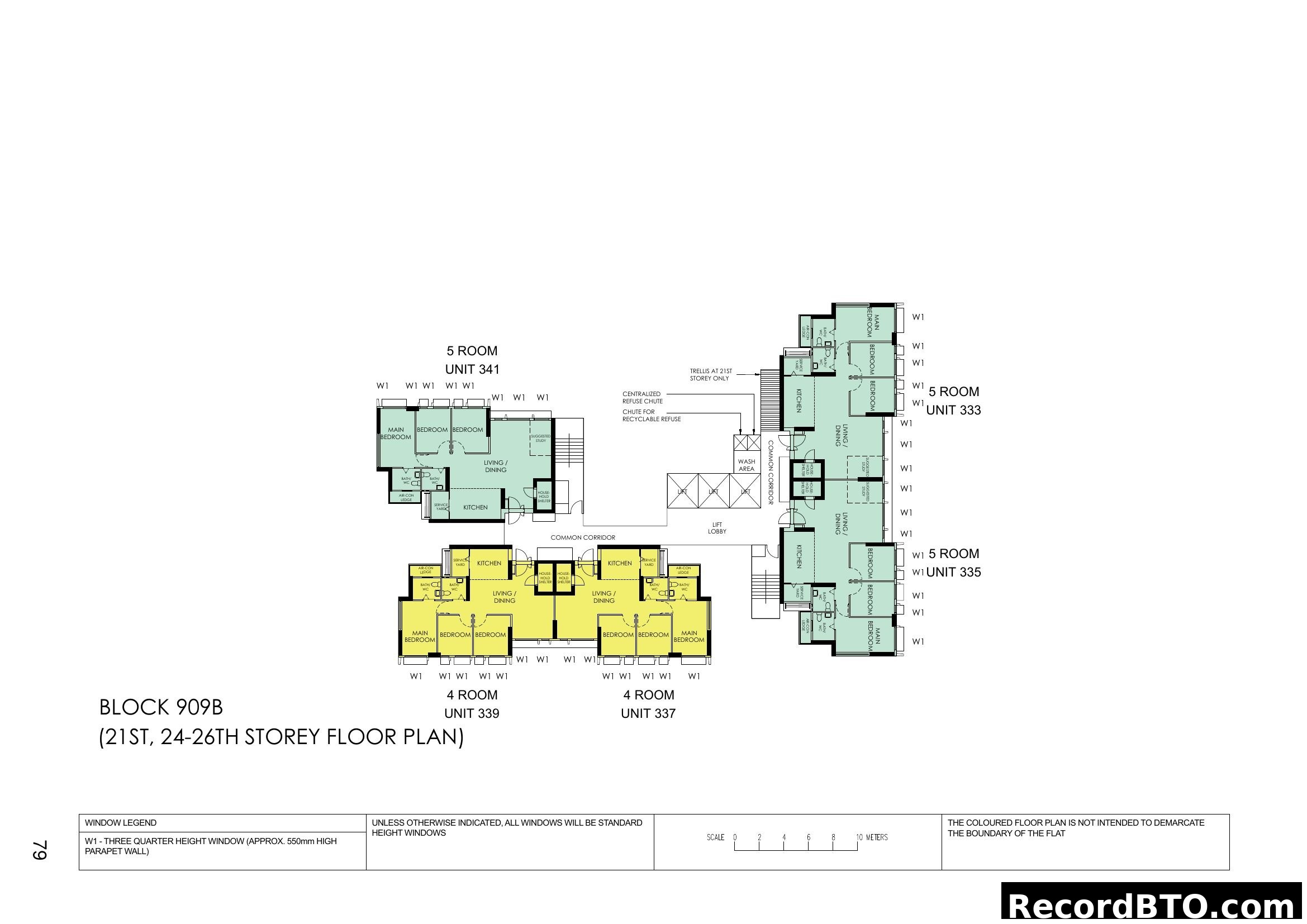 Block 909B Floor Plan - 21st, 24-26th Storey