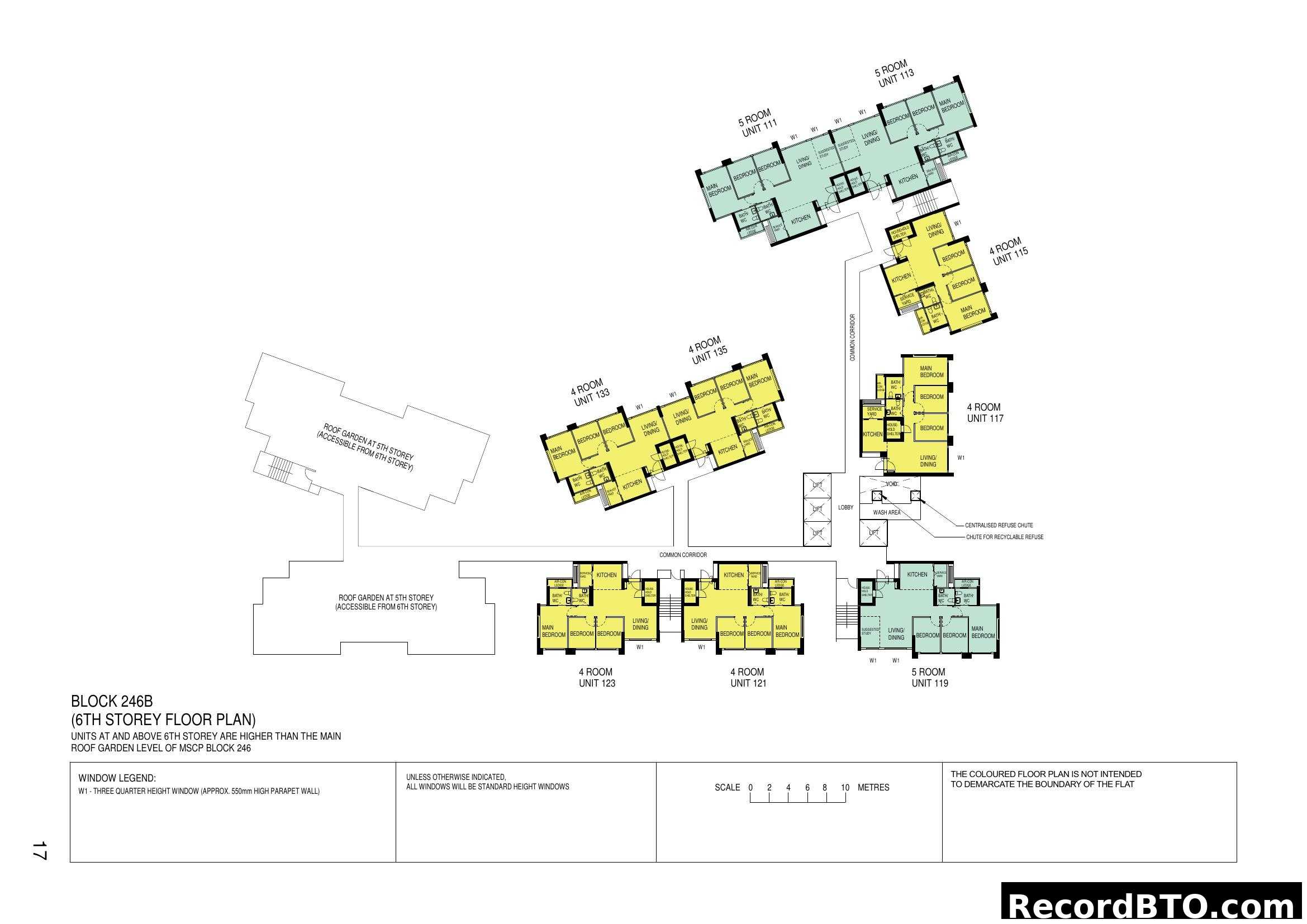 Block 246B 6th Storey Floor Plan with 4- and 5-Room Units