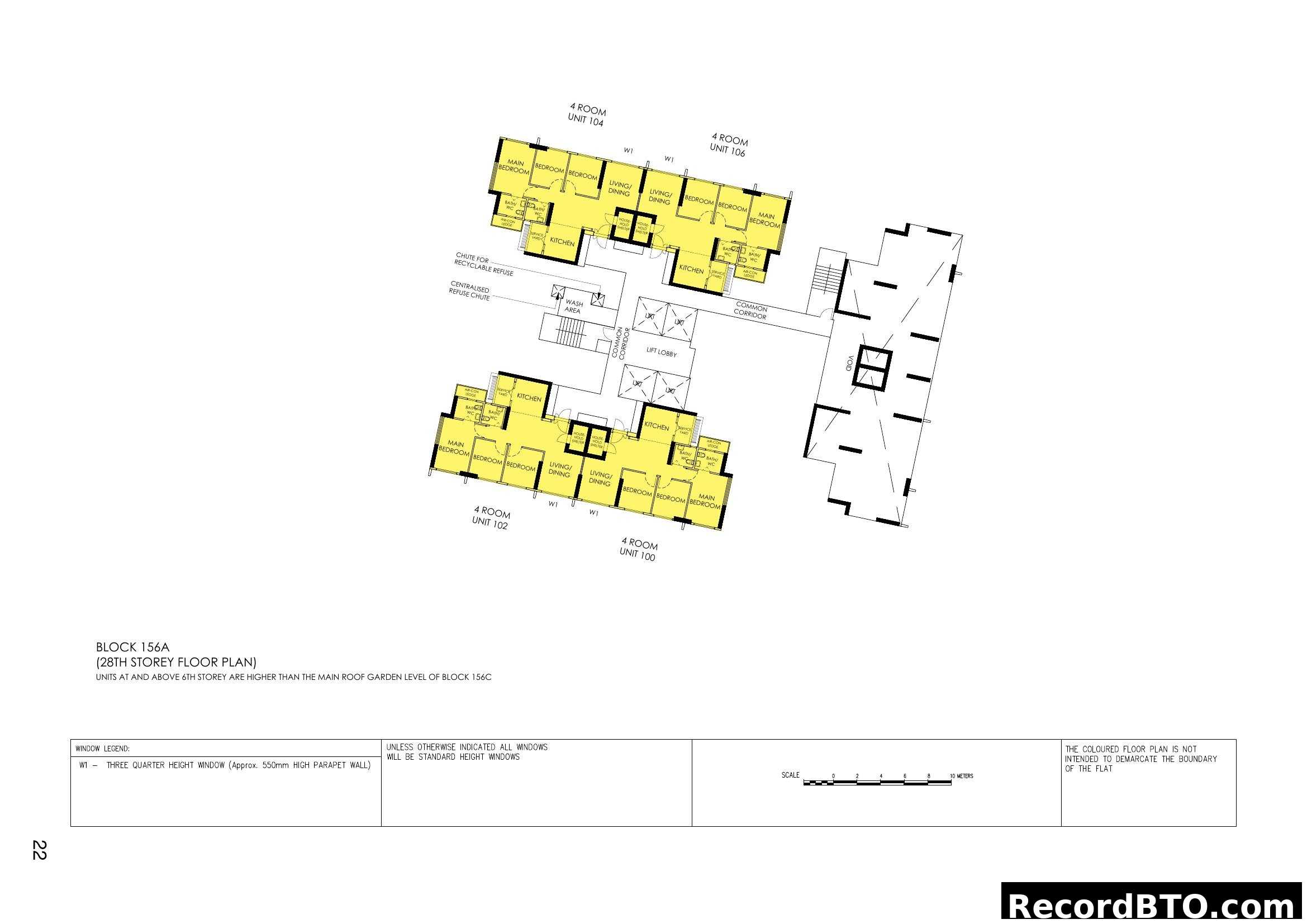 Block 156A 28th Storey Floor Plan for 4-Room Units