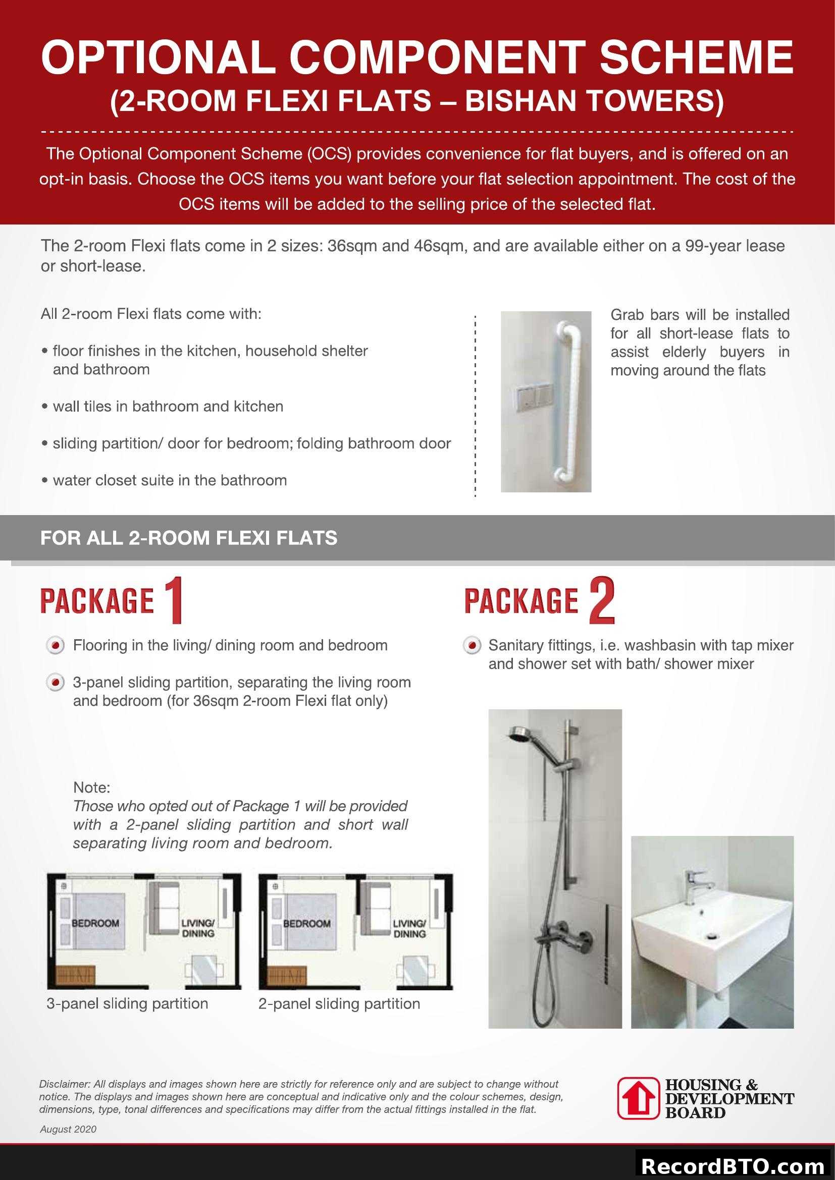 OPTIONAL COMPONENT SCHEME (2-ROOM FLEXI FLATS – BISHAN TOWERS)