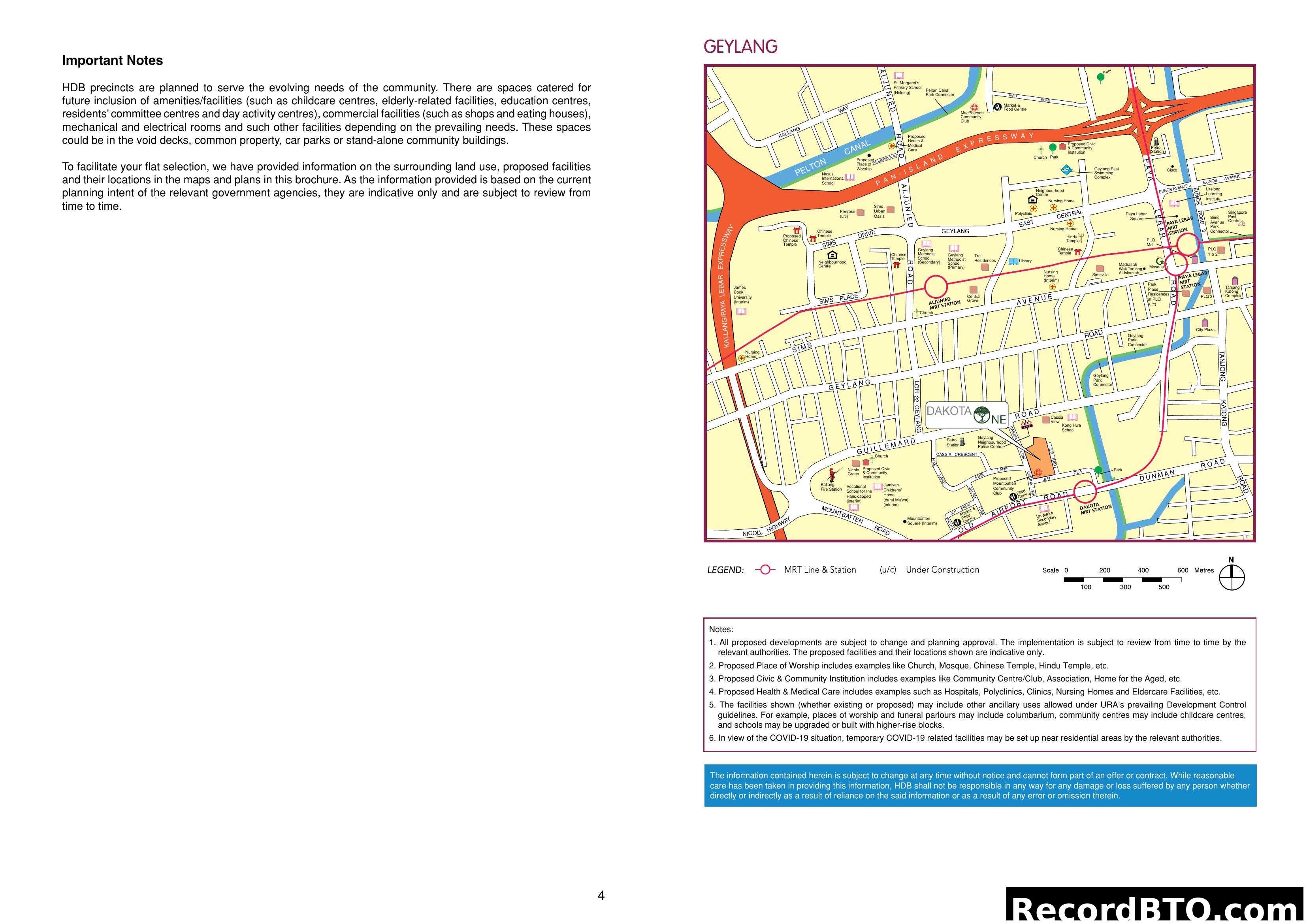 Geylang Location and Amenities Map with Notes