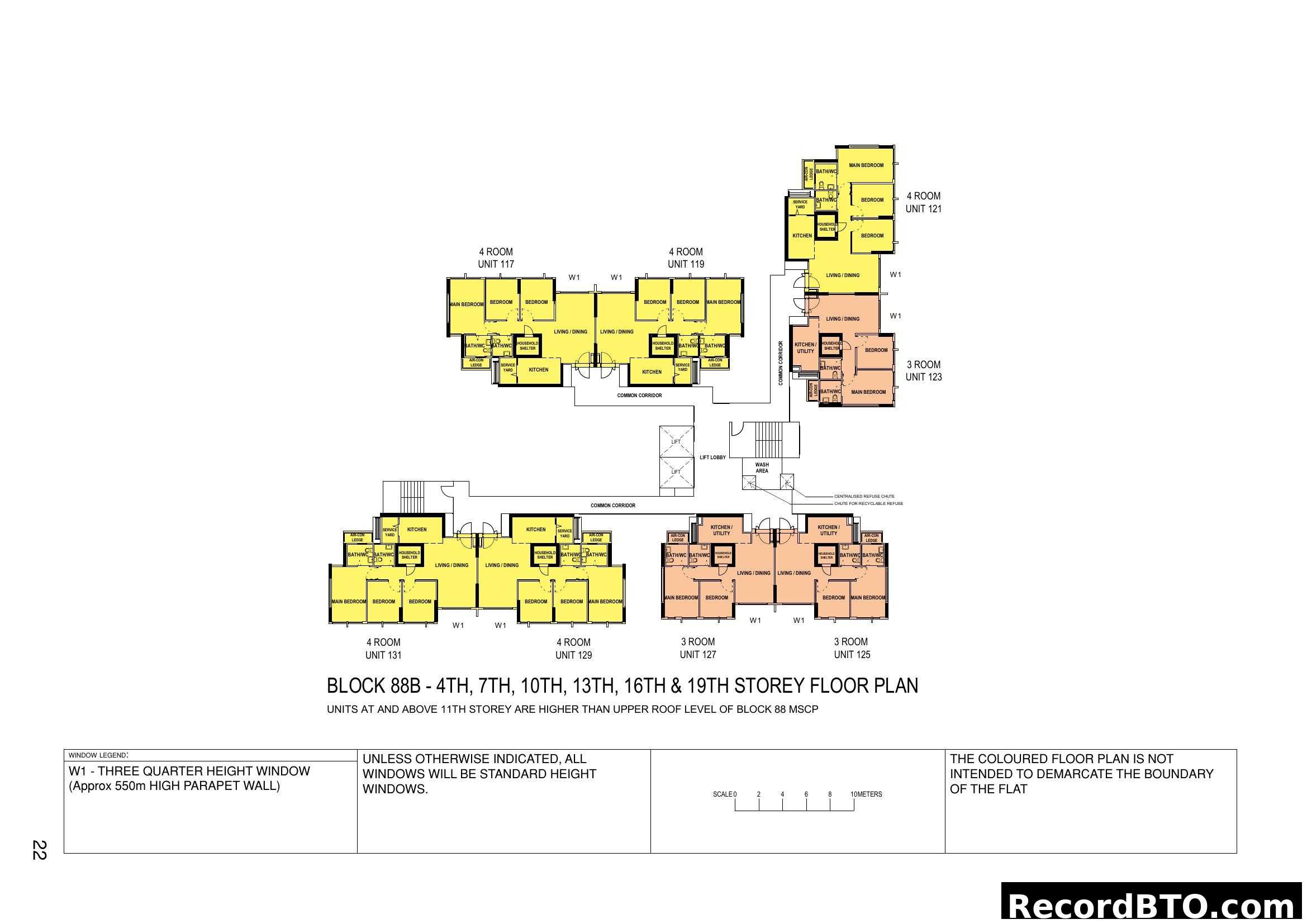 Block 88B Floor Plan (4th, 7th, 10th, 13th, 16th & 19th Storey)