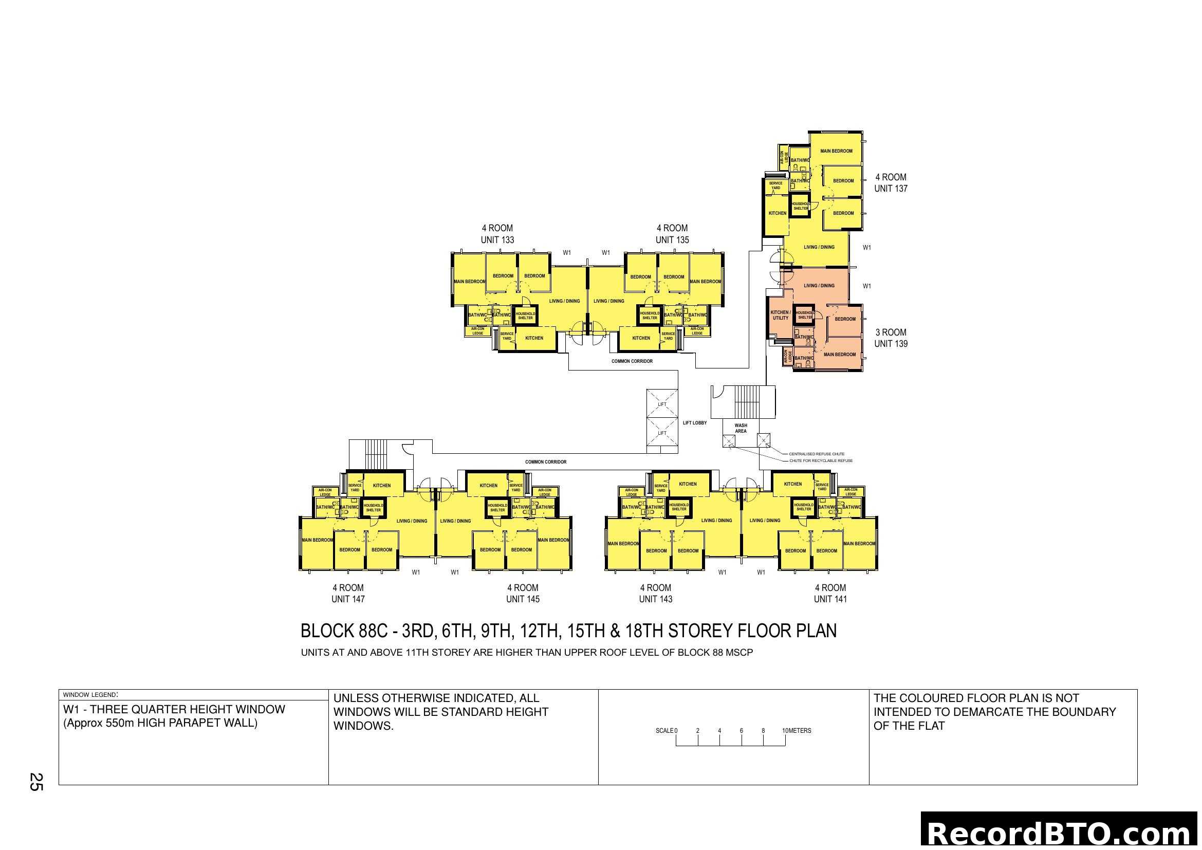 Block 88C - 3rd, 6th, 9th, 12th, 15th & 18th Storey Floor Plan