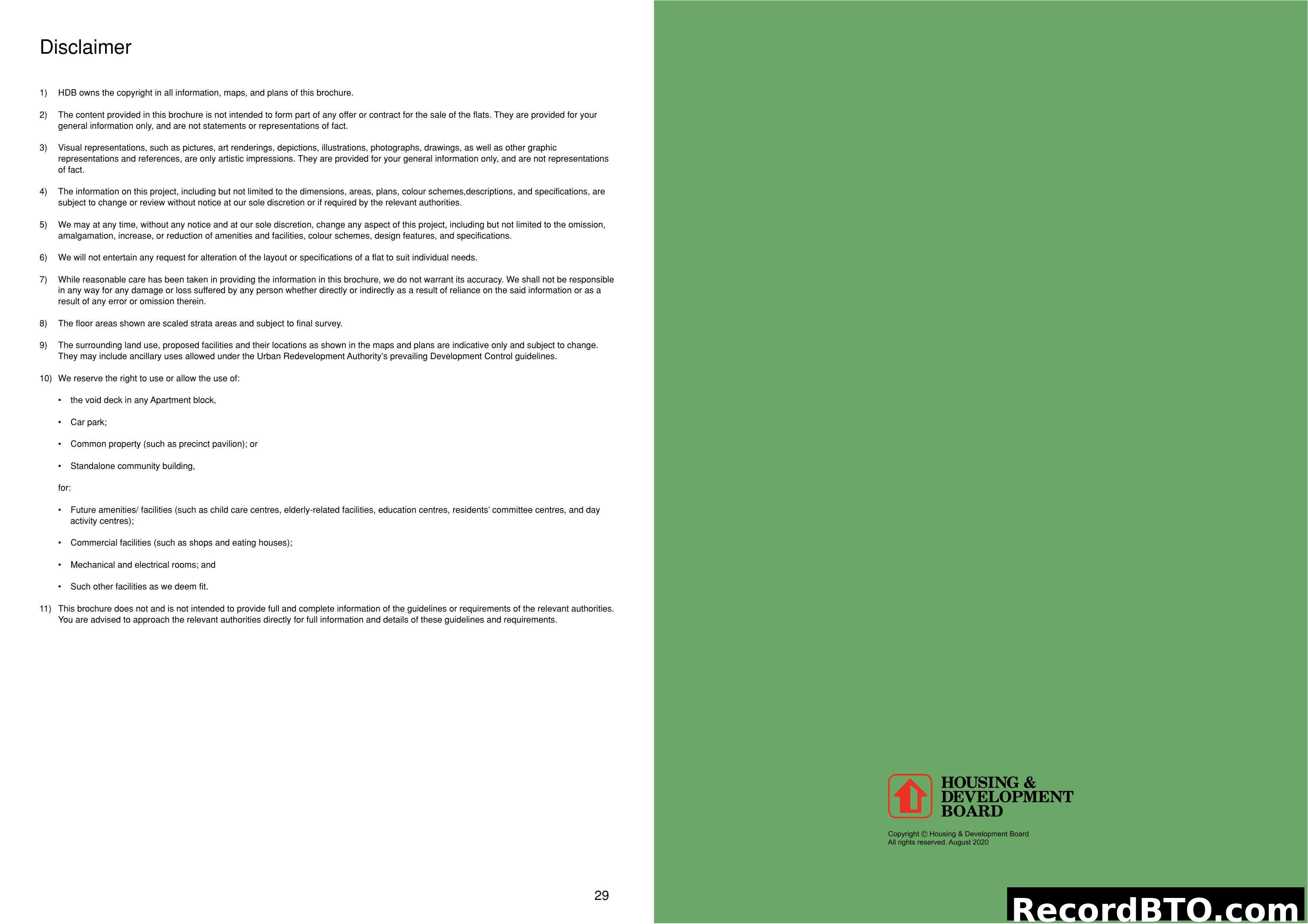 Brochure Disclaimer Page