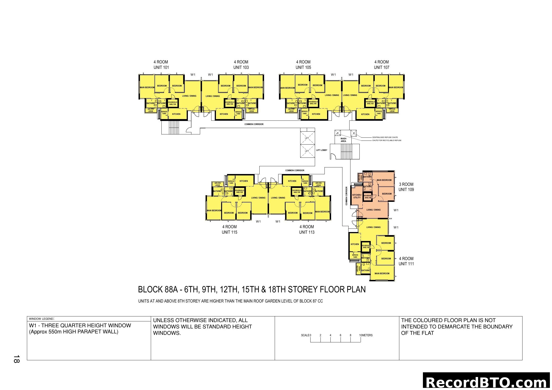 Block 88A - 6th, 9th, 12th, 15th & 18th Storey Floor Plan