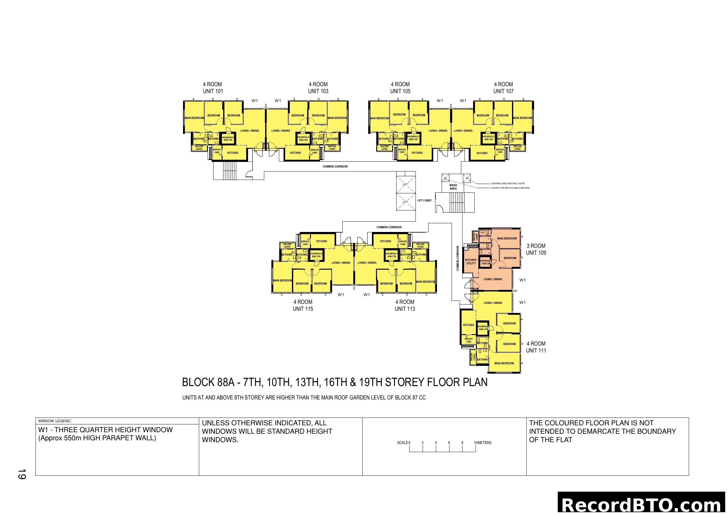 Block 88A - 7th, 10th, 13th, 16th & 19th Storey Floor Plan