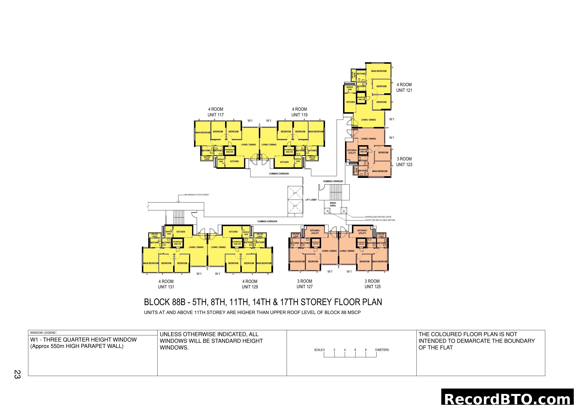 Block 88B - 5th, 8th, 11th, 14th & 17th Storey Floor Plan