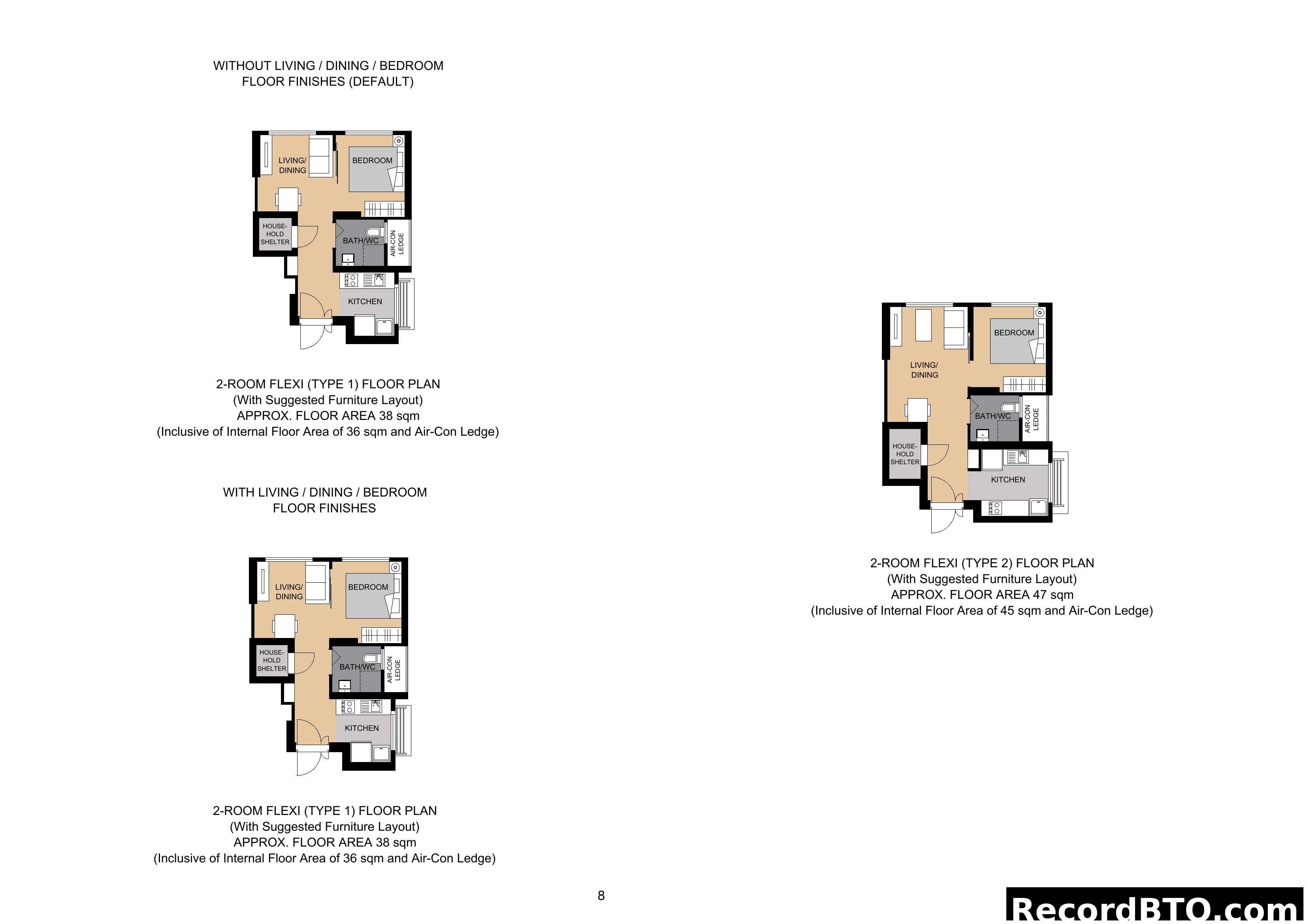 2-Room Flexi Floor Plans (Type 1 & Type 2)