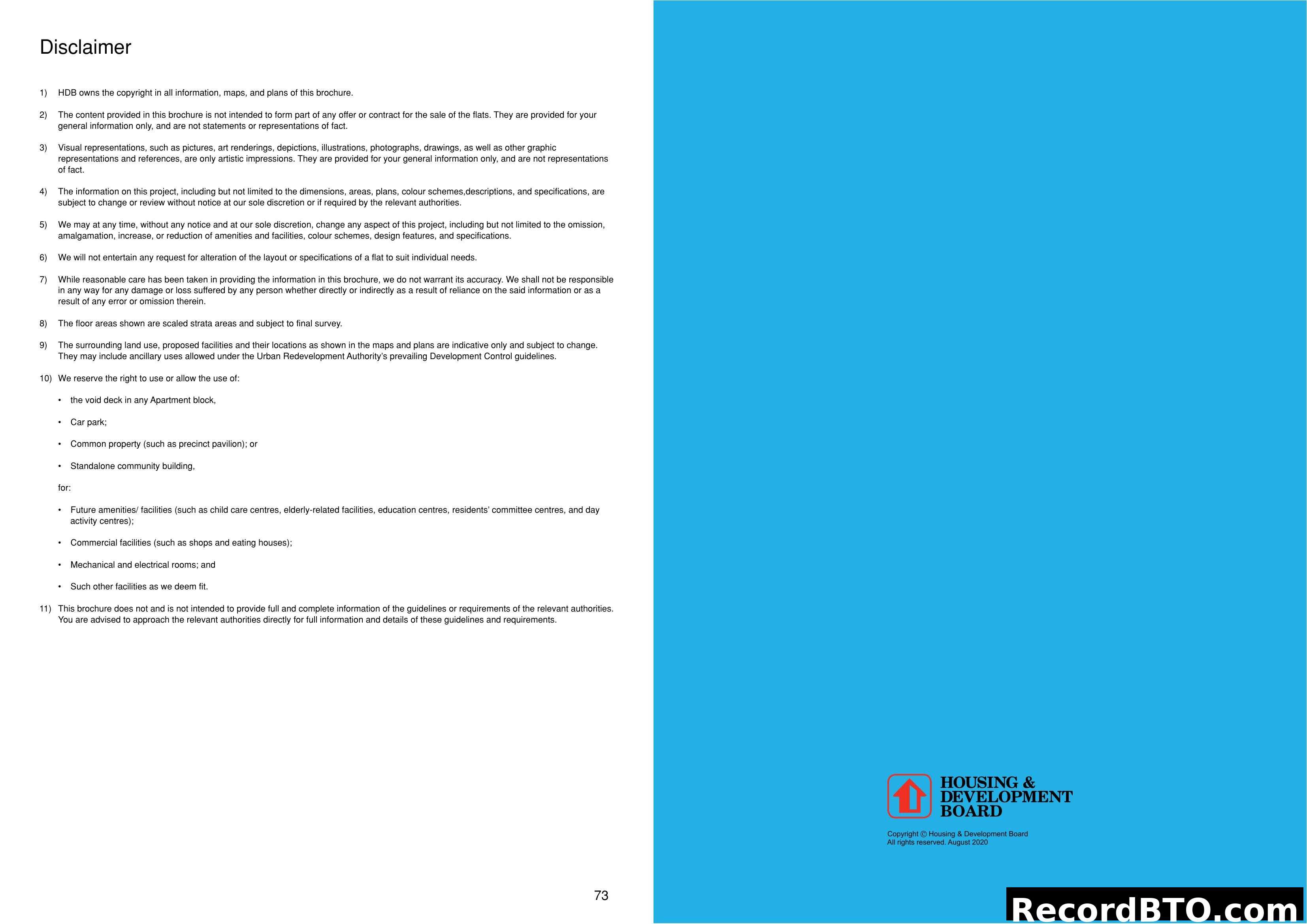 HDB Brochure Disclaimer and Copyright Information