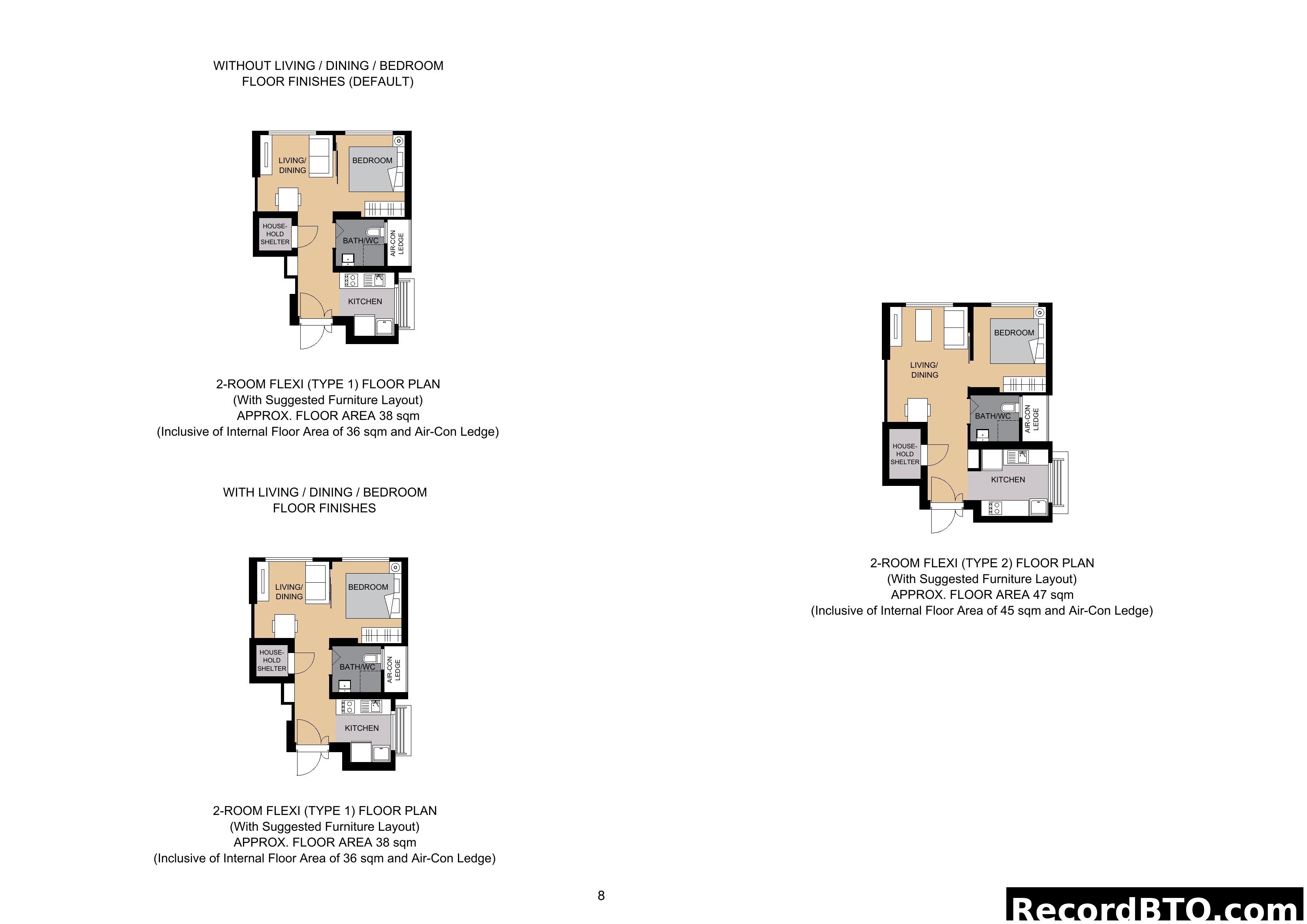 2-Room Flexi Floor Plans (Type 1 & Type 2)