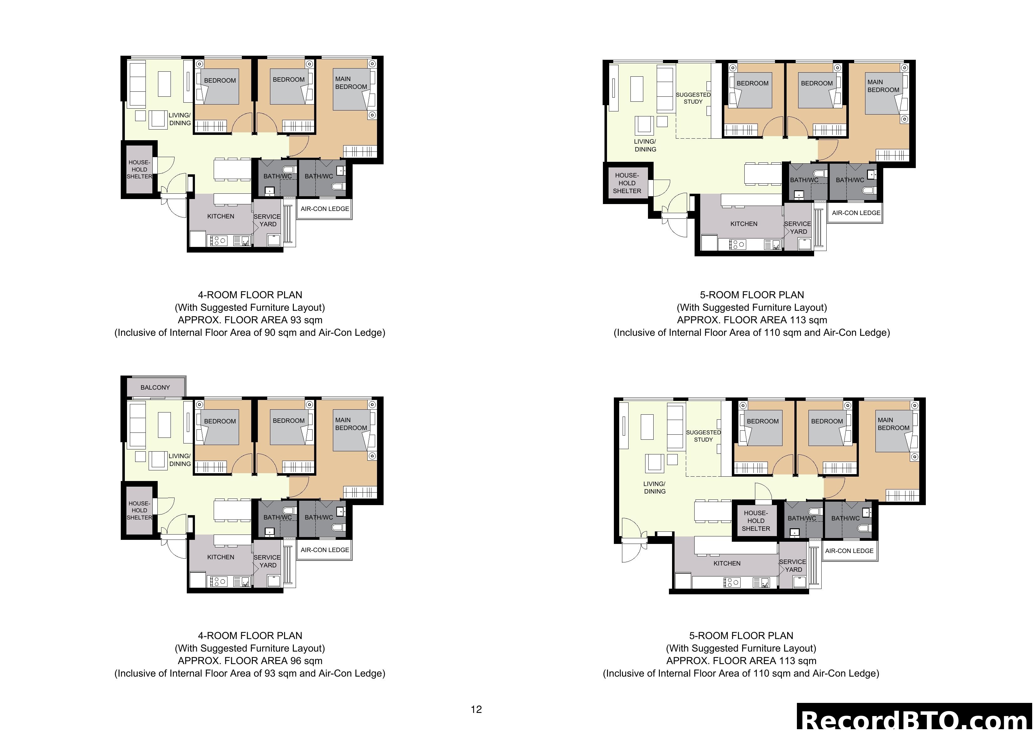 4-Room and 5-Room HDB Floor Plan Variations