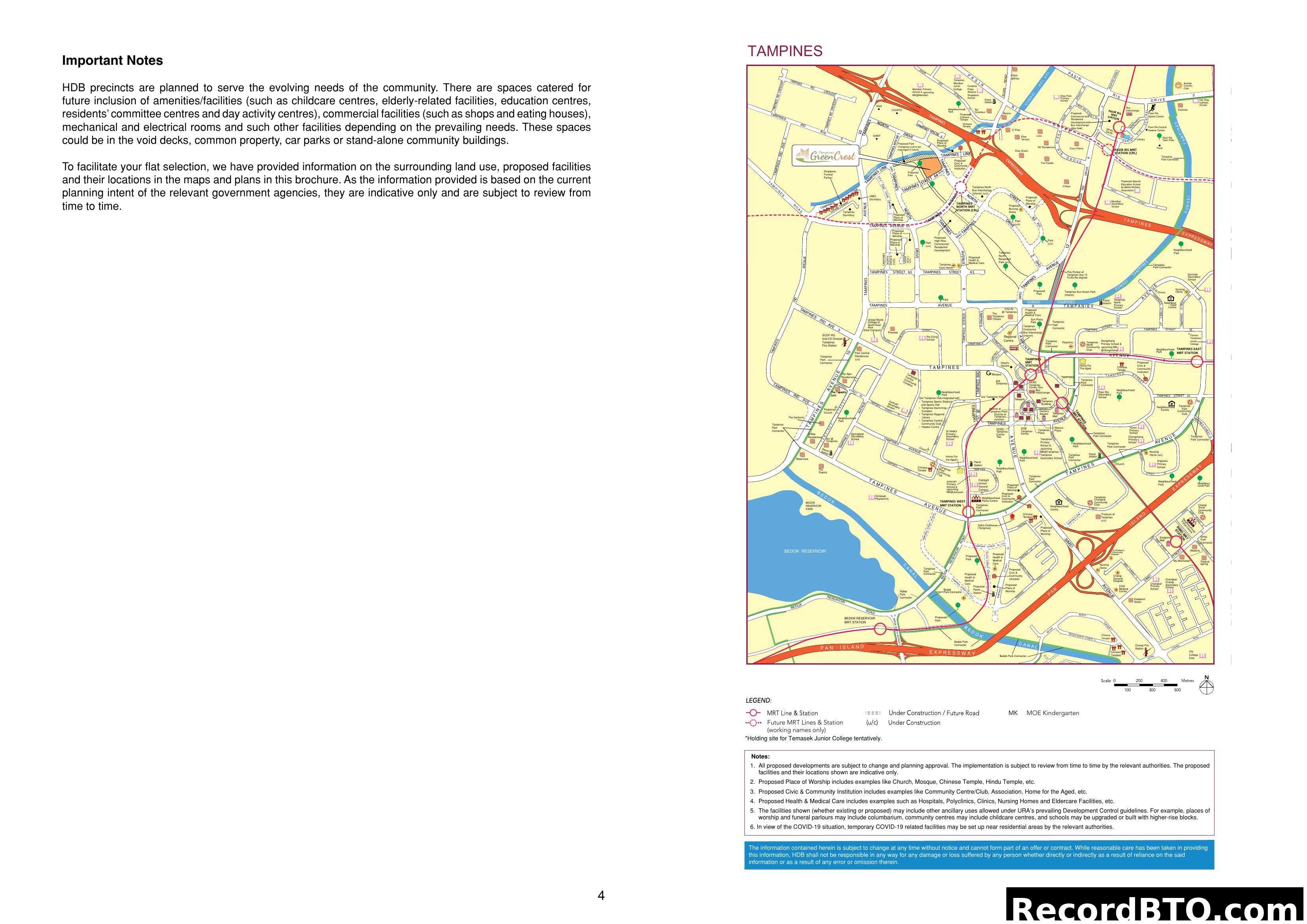 Tampines Location Map and Important Notes