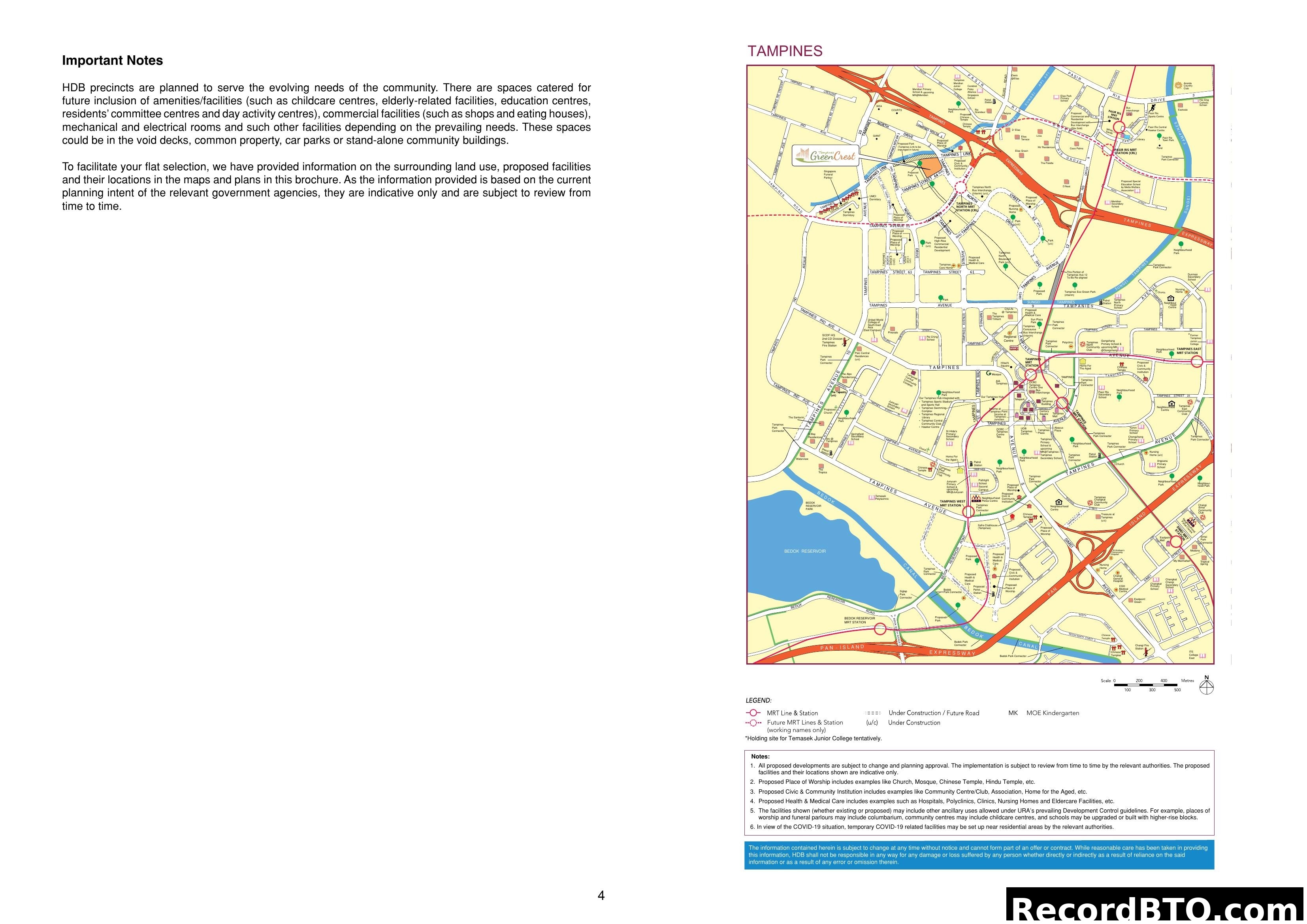 Tampines Location Map and Important Notes