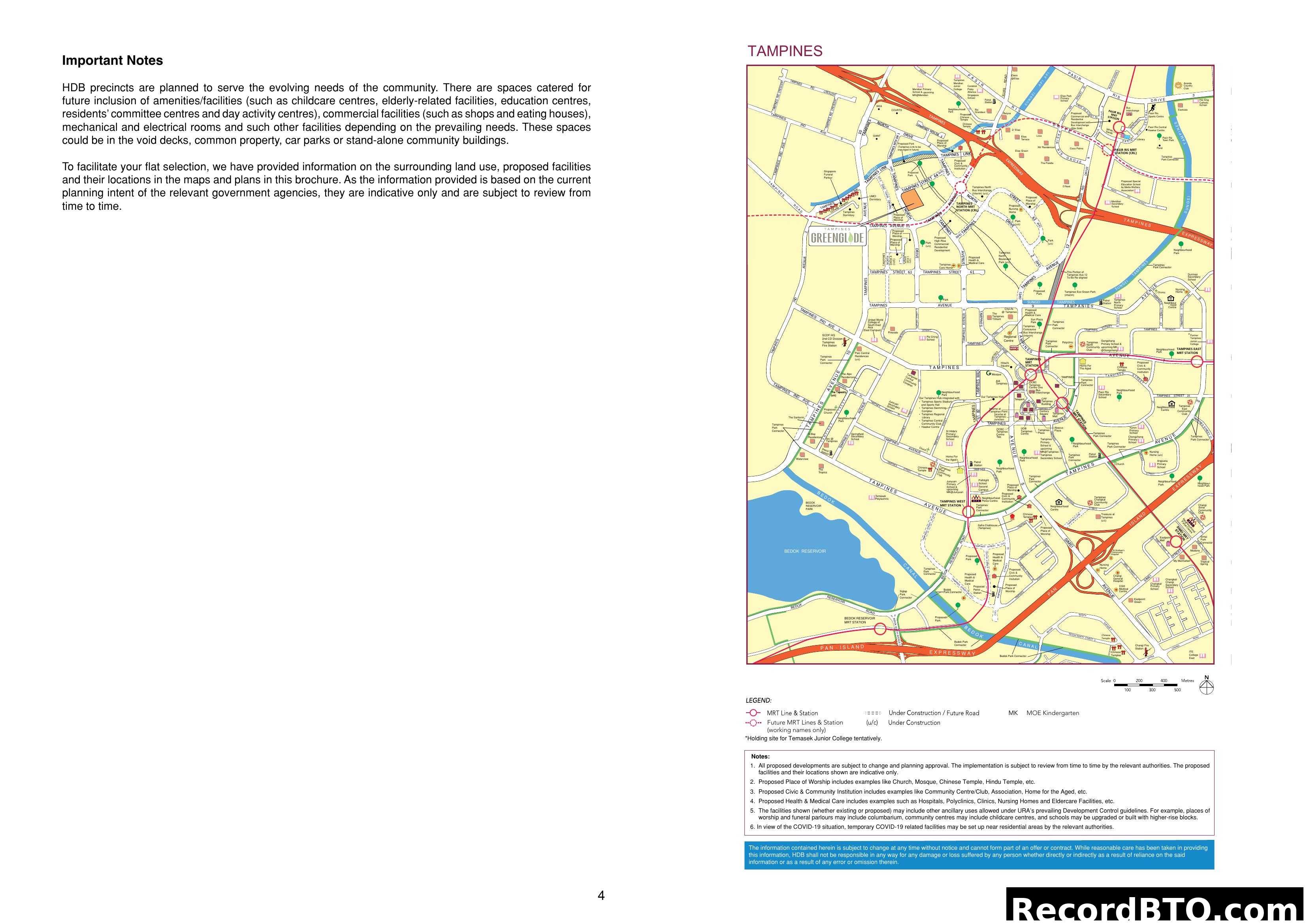 Tampines Location Map and Important Notes