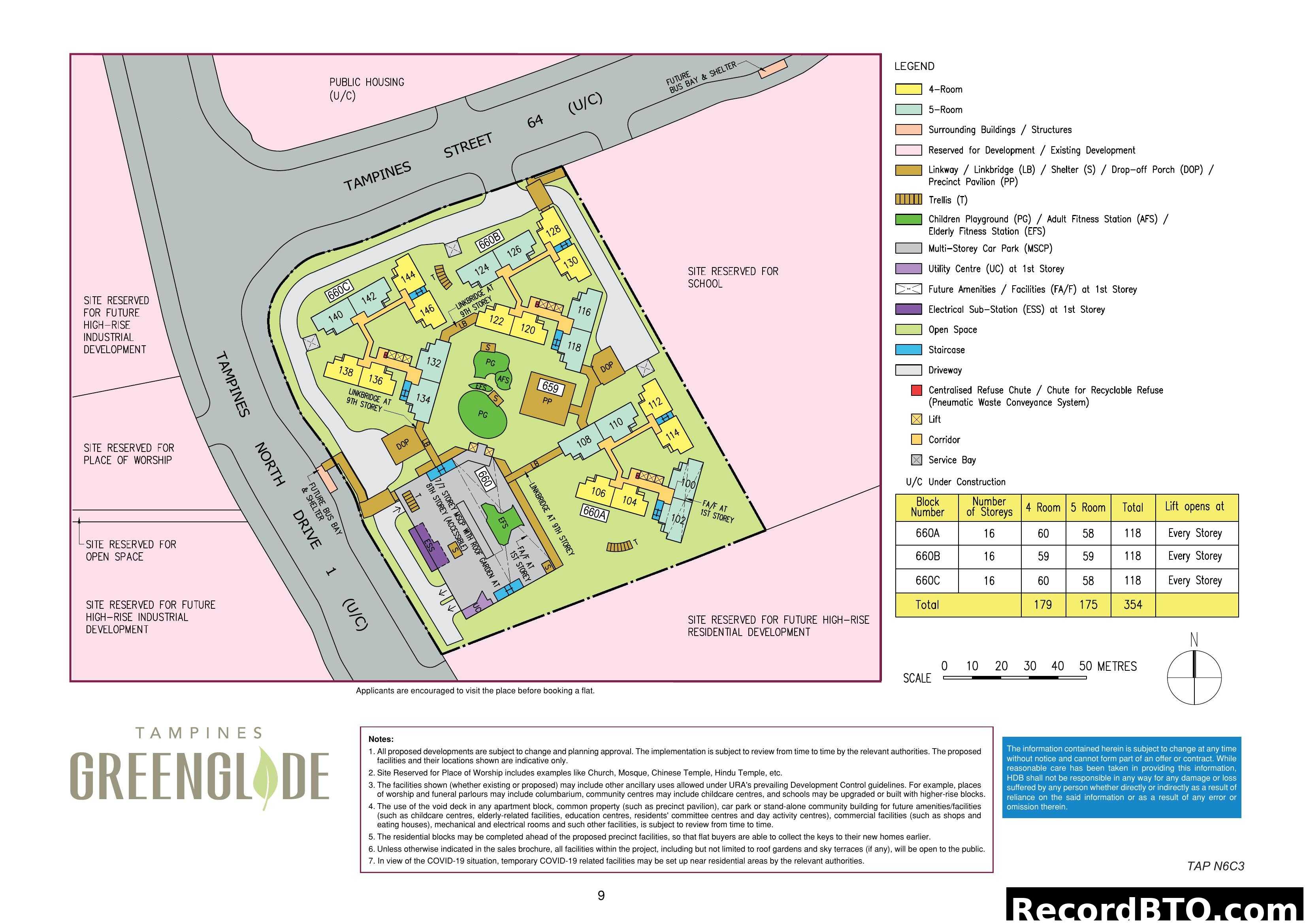 Tampines Greenglode Site Plan with Block and Unit Details