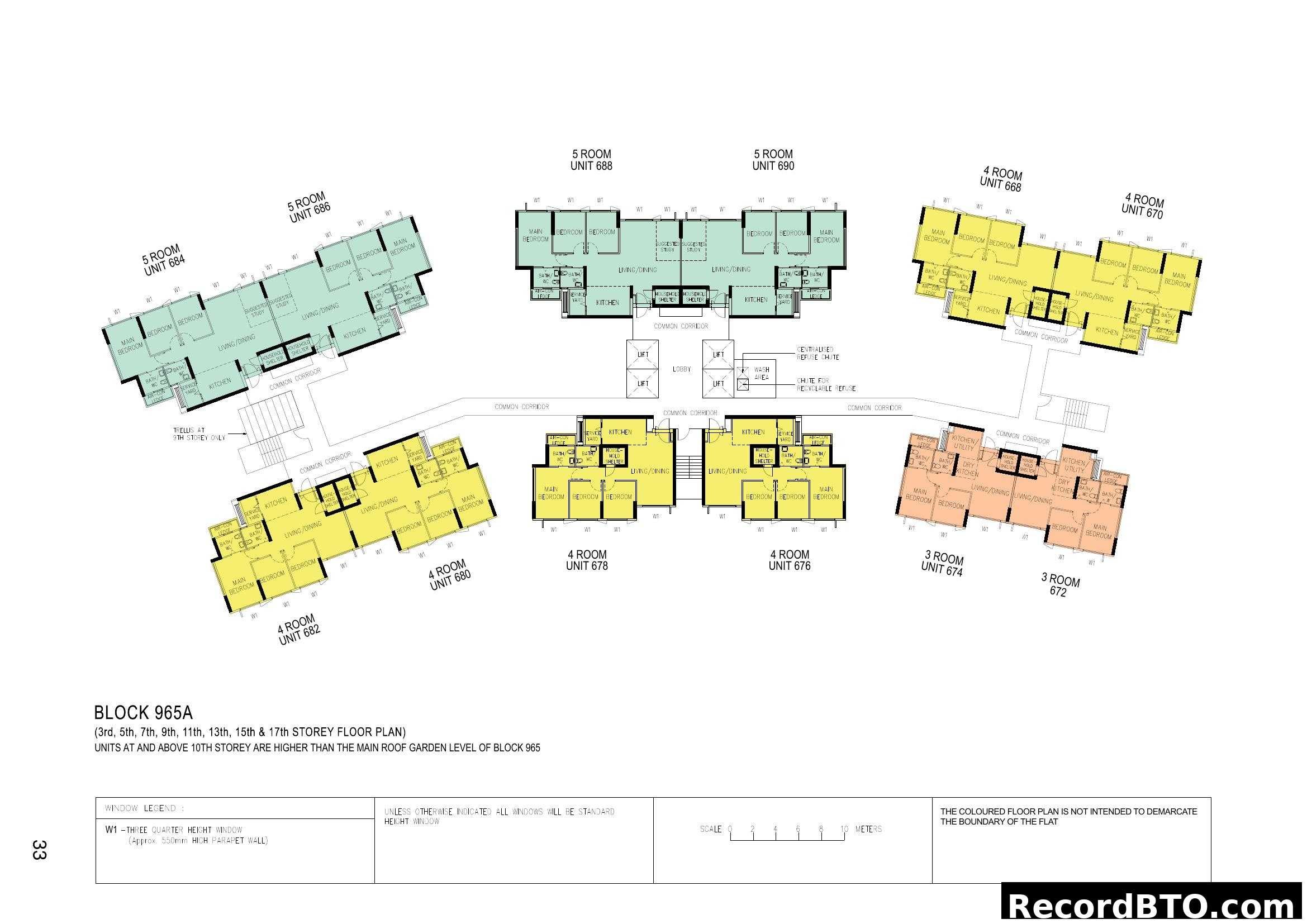 Block 965A Floor Plan (3rd, 5th, 7th, 9th, 11th, 13th, 15th & 17th Storey)