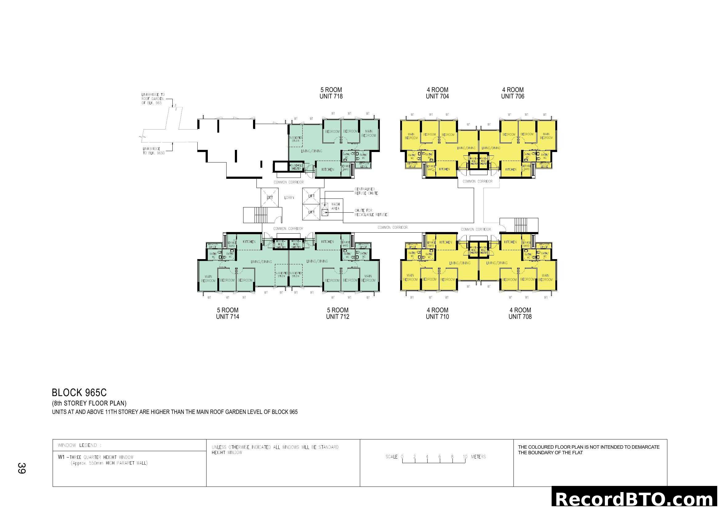 Block 965C 8th Storey Floor Plan (4 & 5-Room Units)