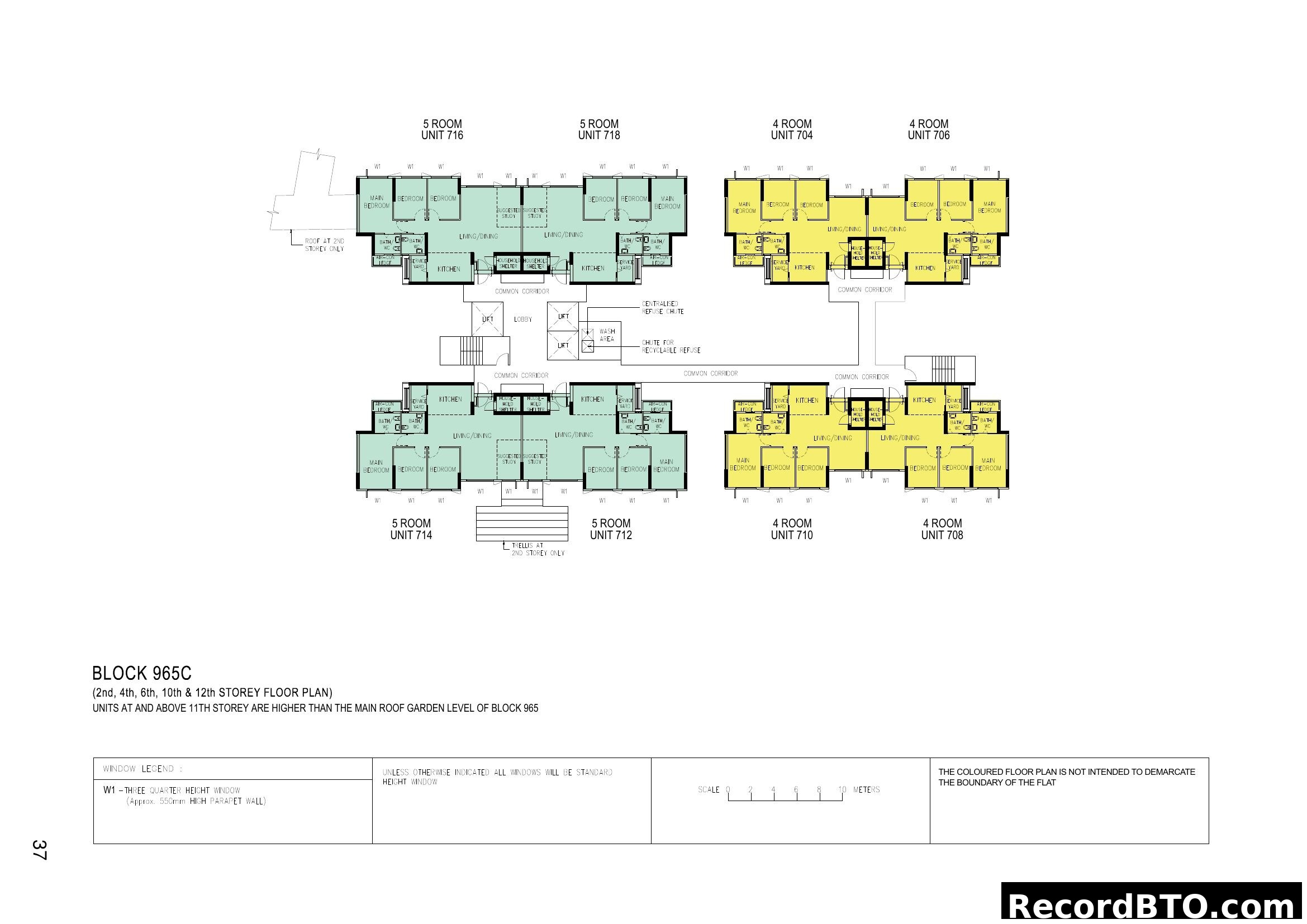 Block 965C Typical Floor Plan with 4-Room & 5-Room Units