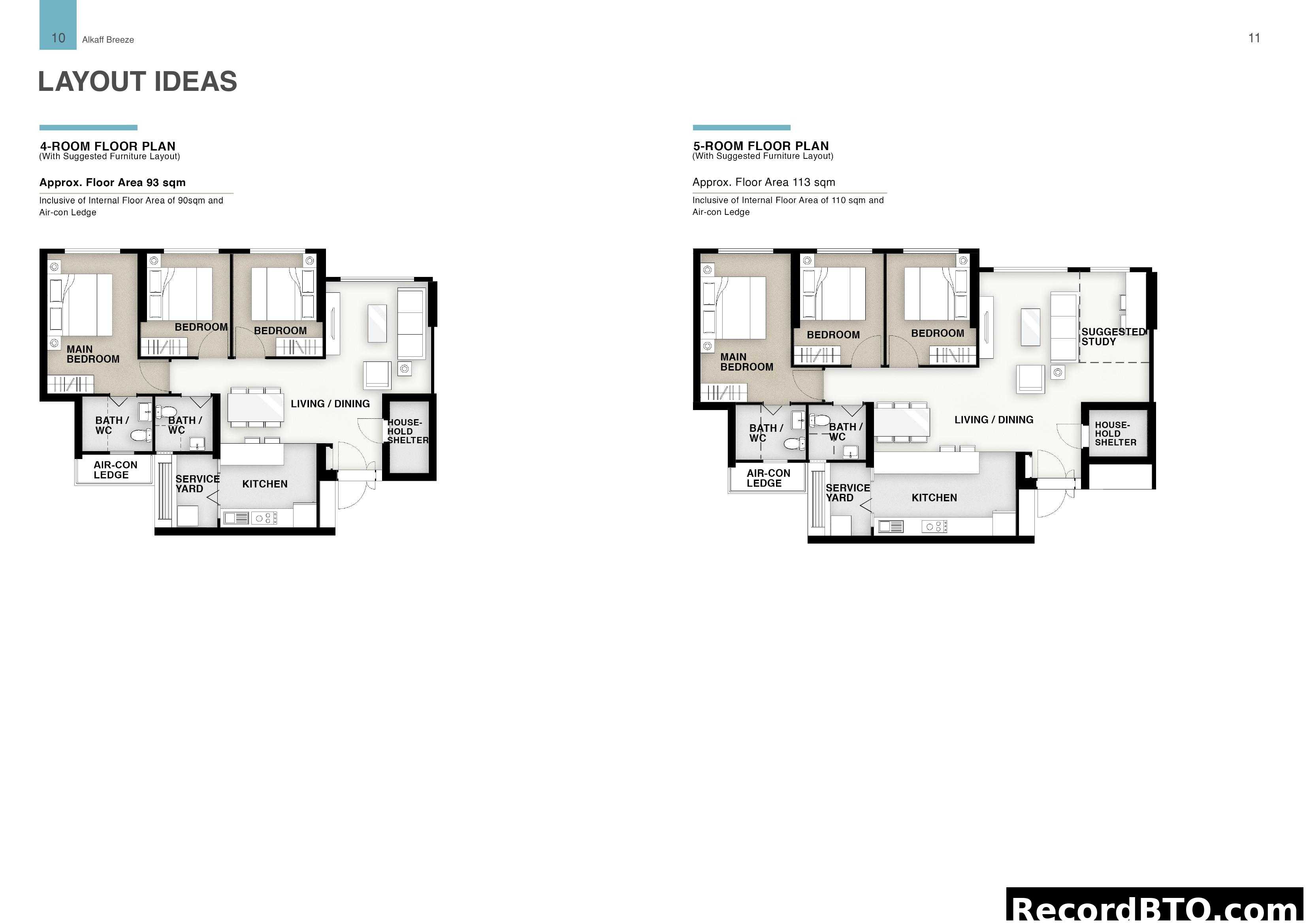 Alkaff Breeze - Layout Ideas (4-Room & 5-Room)