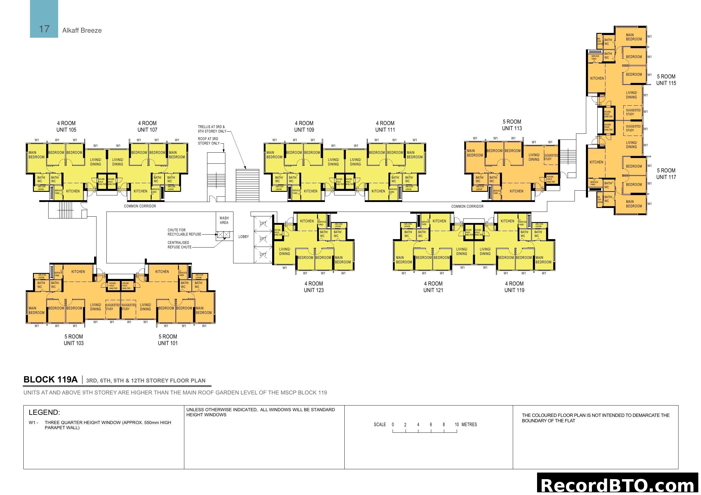 Alkaff Breeze Block 119A 3rd, 6th, 9th & 12th Storey Floor Plan