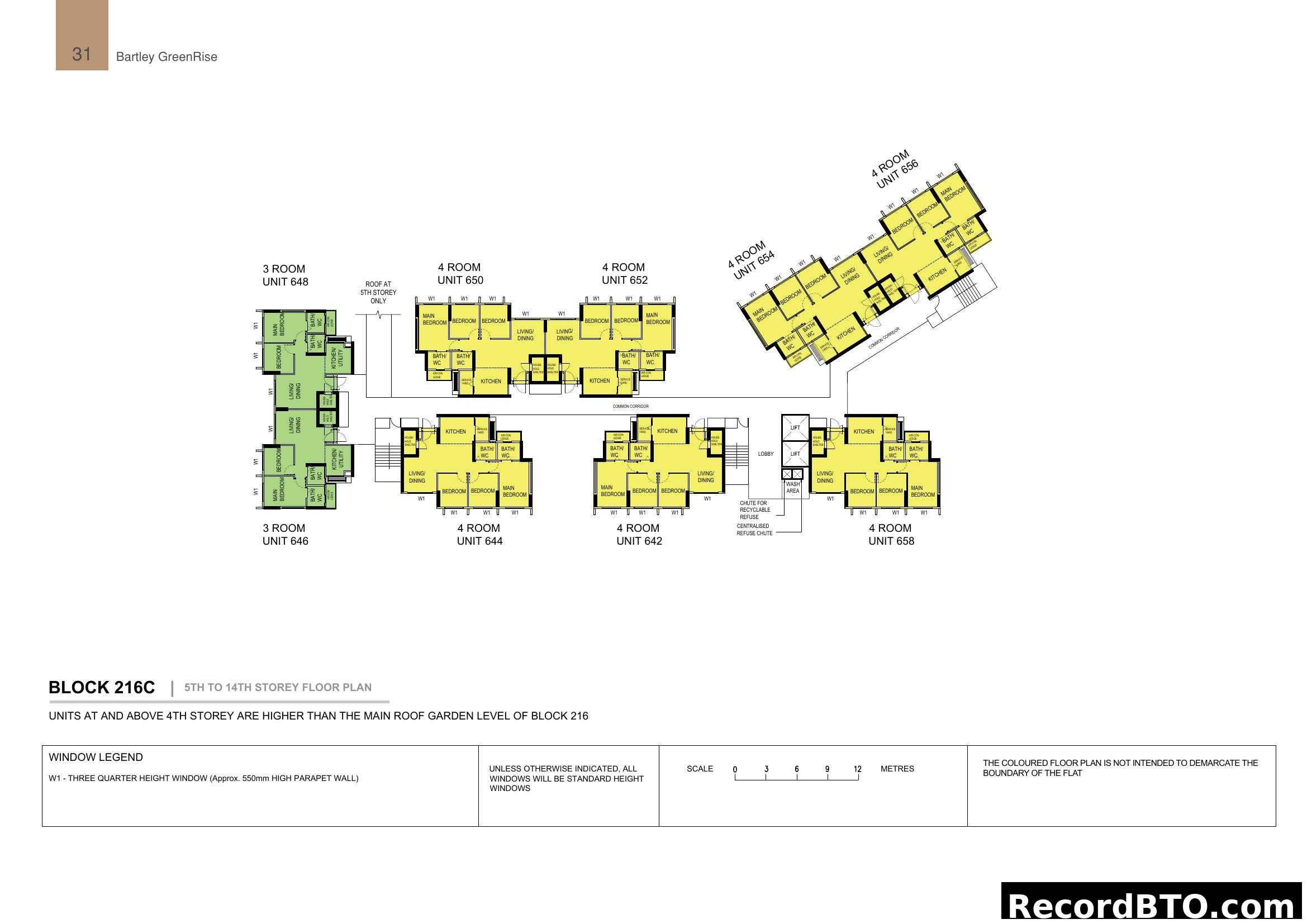 Bartley GreenRise Block 216C 5th-14th Storey Floor Plan