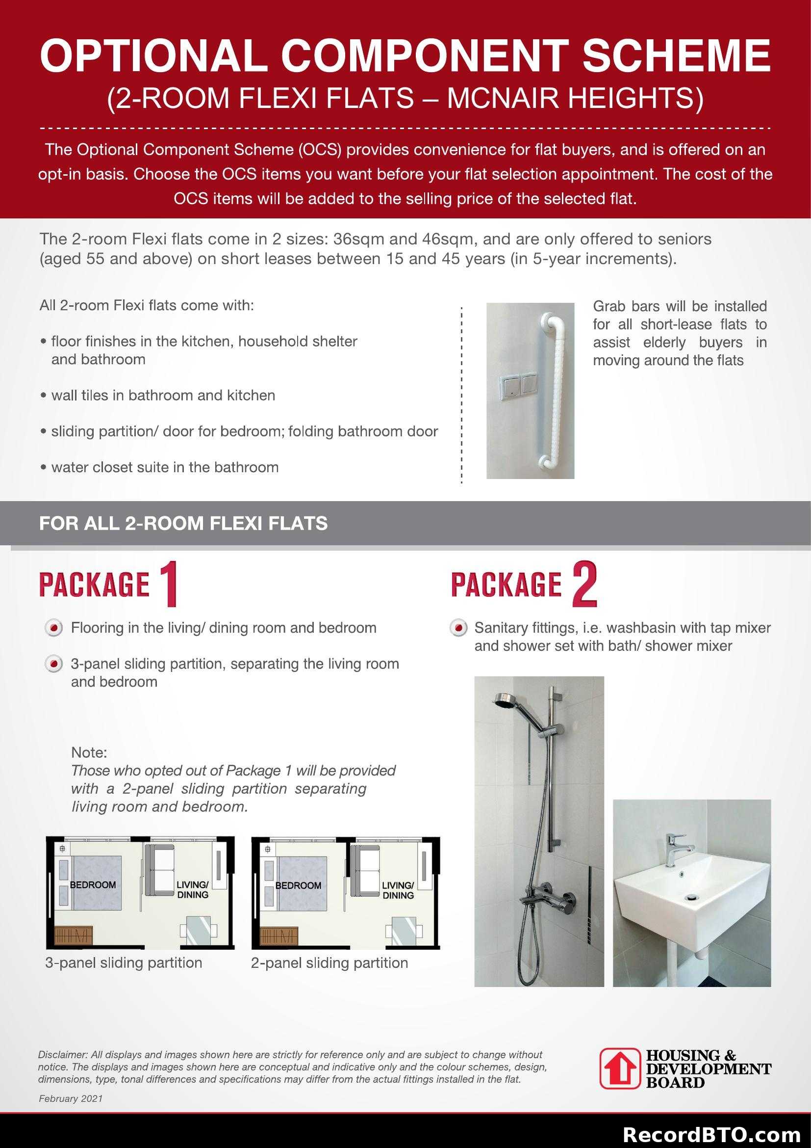 Optional Component Scheme for 2-Room Flexi Flats – McNair Heights