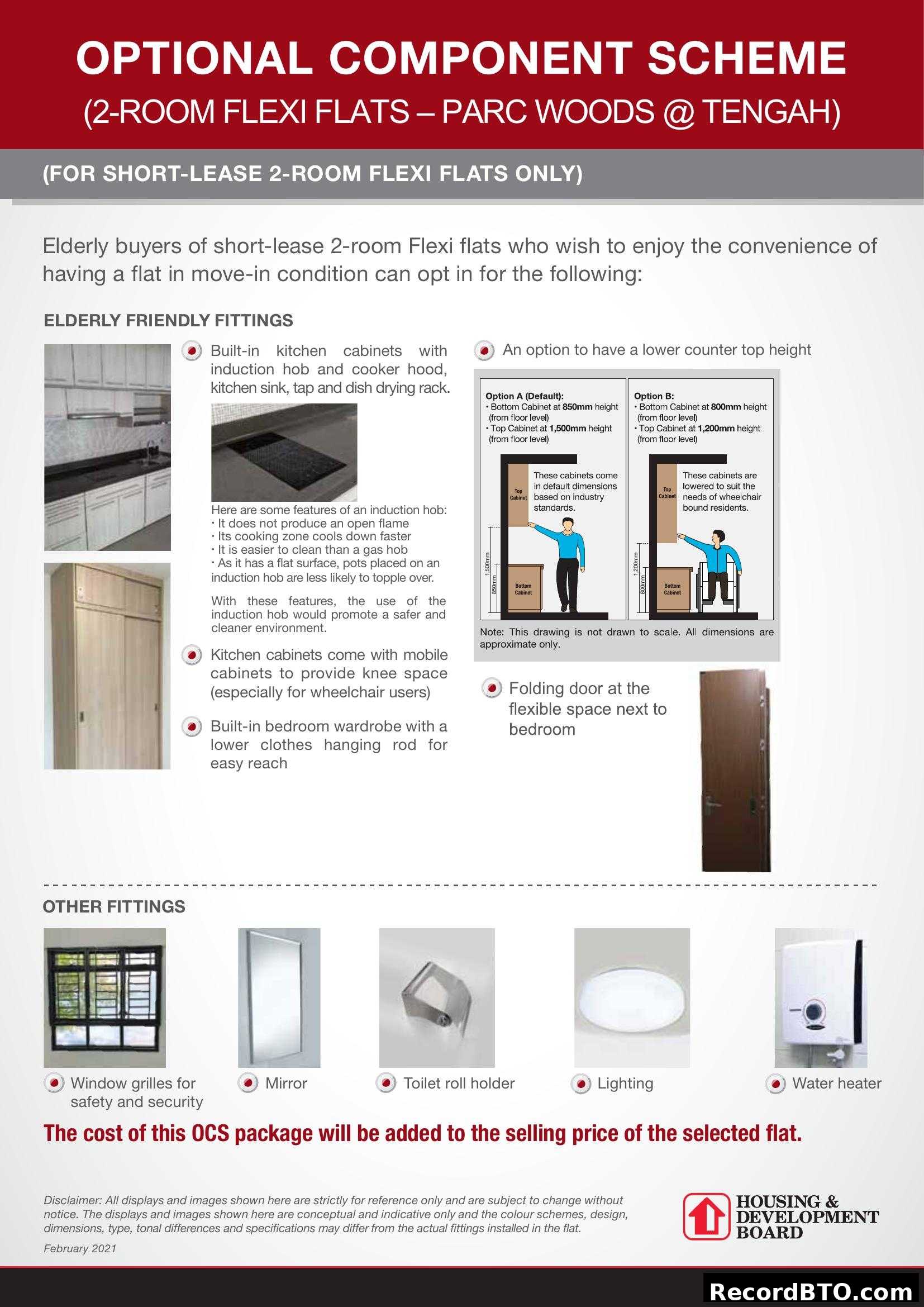 Optional Component Scheme for 2-Room Flexi Flats