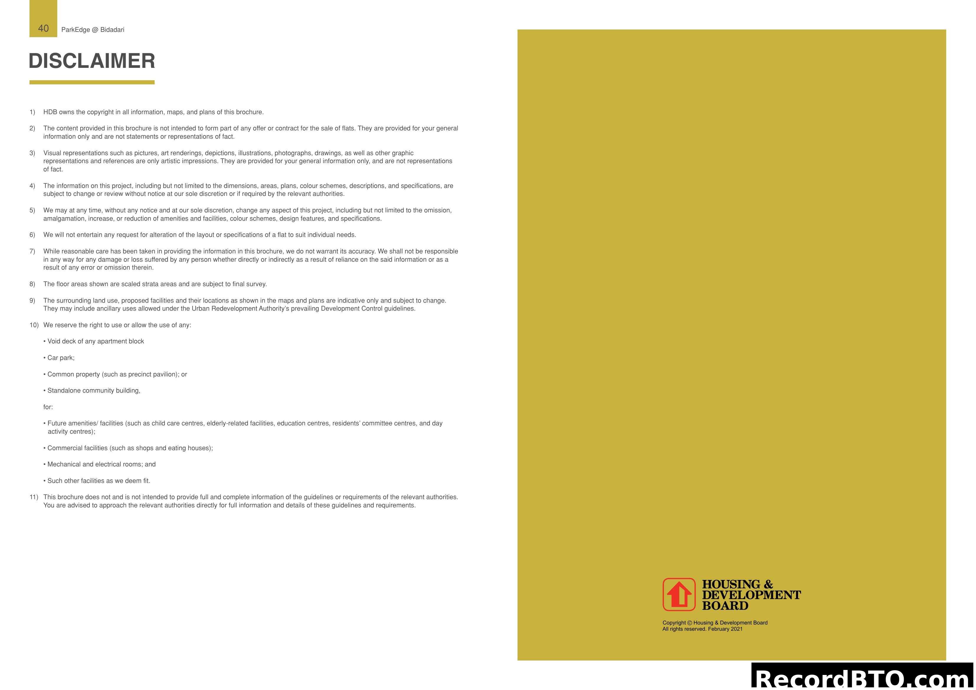 ParkEdge @ Bidadari Disclaimer