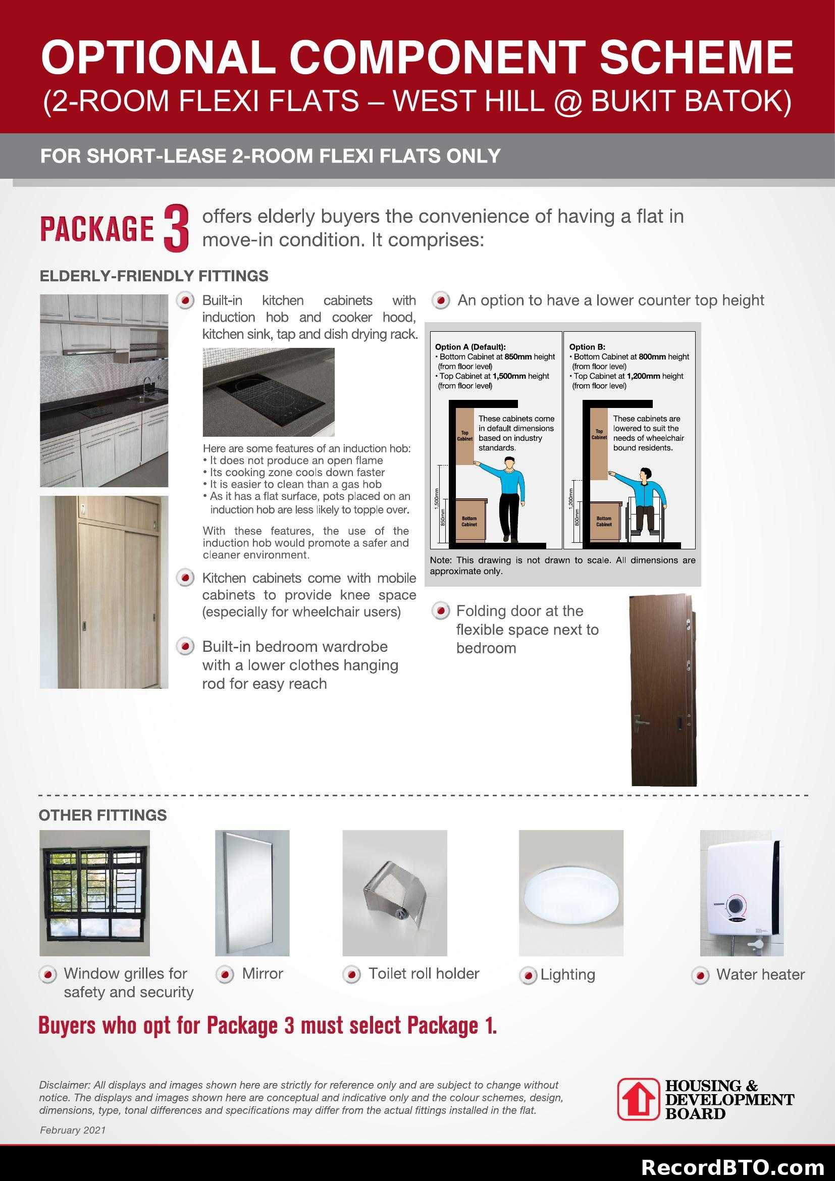 Optional Component Scheme for 2-Room Flexi Flats