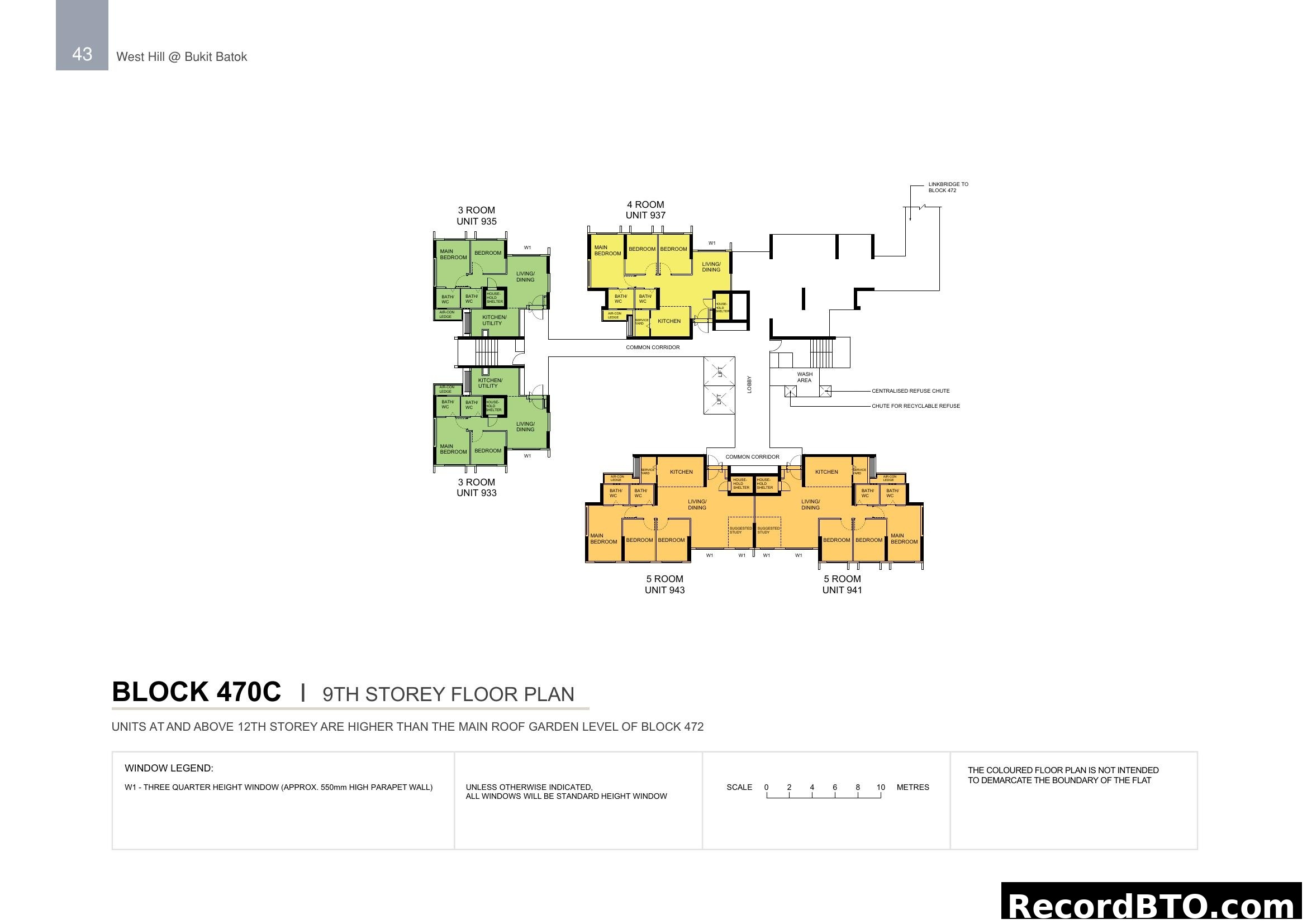 Block 470C 9th Storey Floor Plan at West Hill @ Bukit Batok
