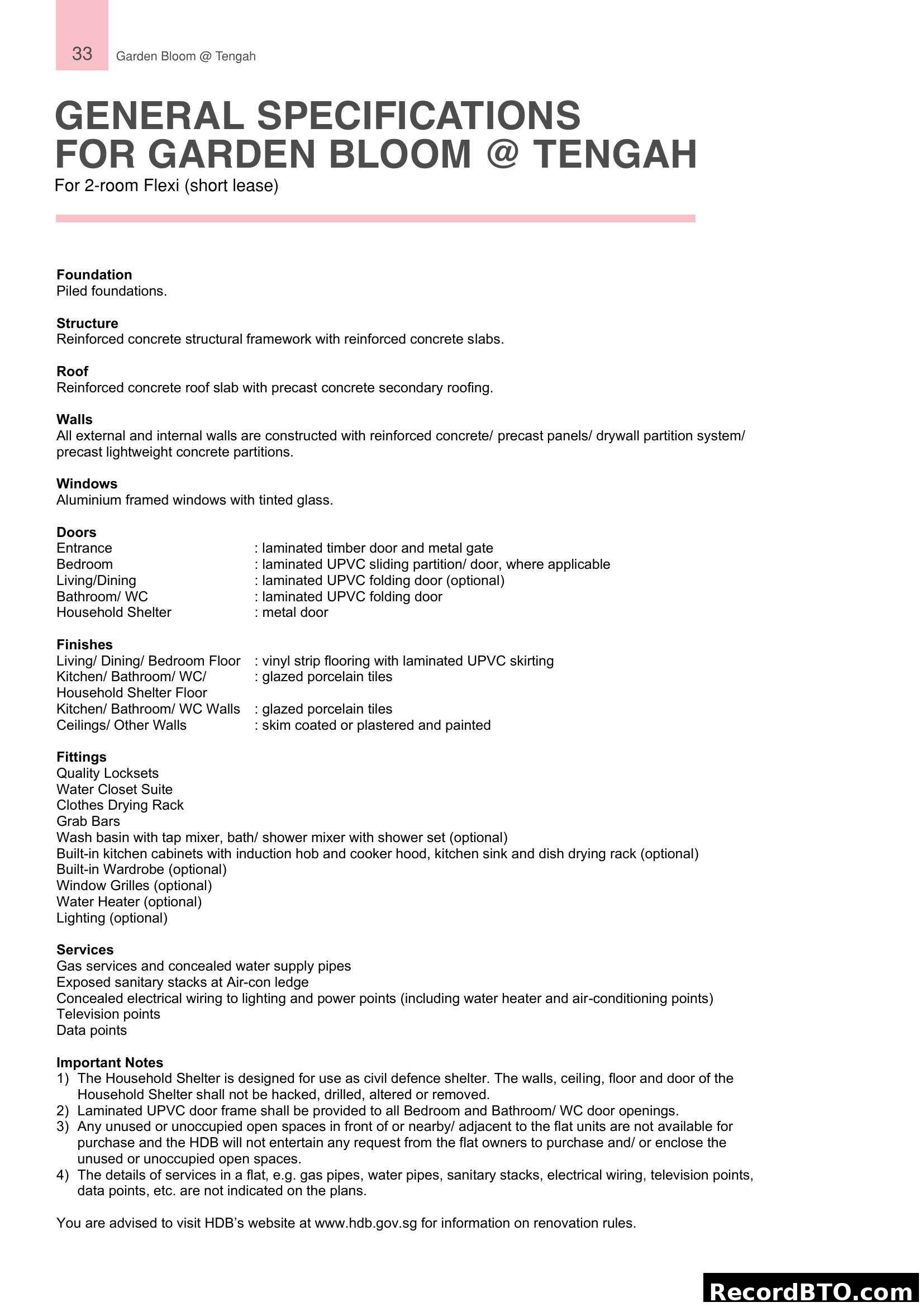 Garden Bloom @ Tengah General Specifications
