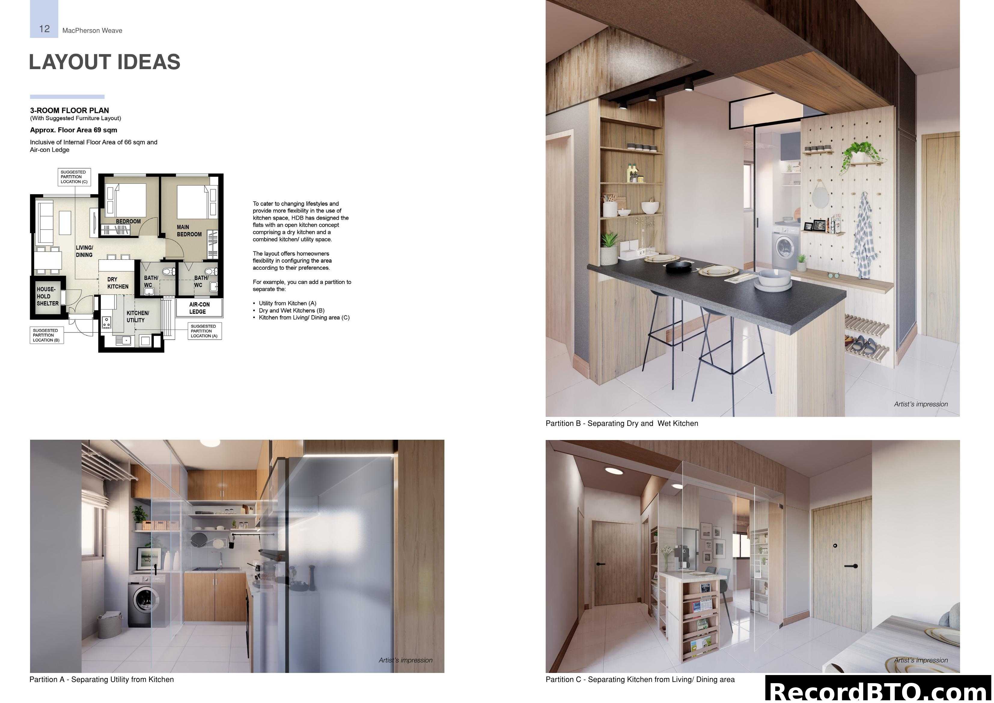 MacPherson Weave 3-Room Floor Plan Layout Ideas
