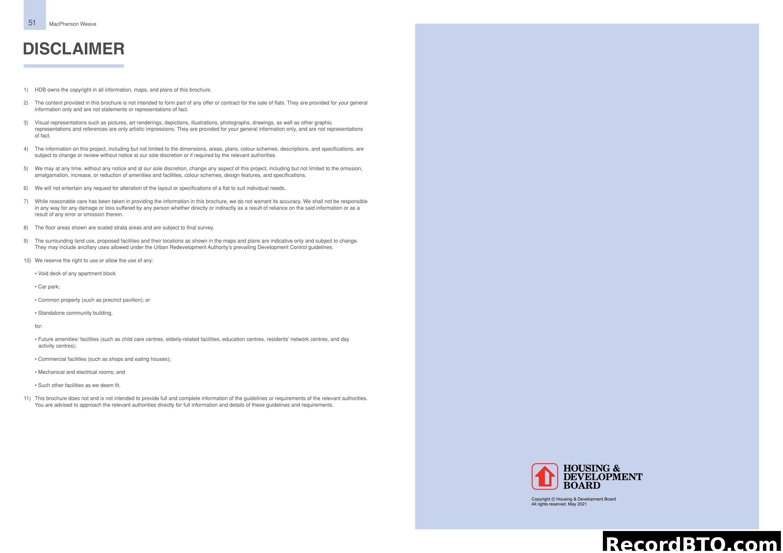 Disclaimer for MacPherson Weave Brochure