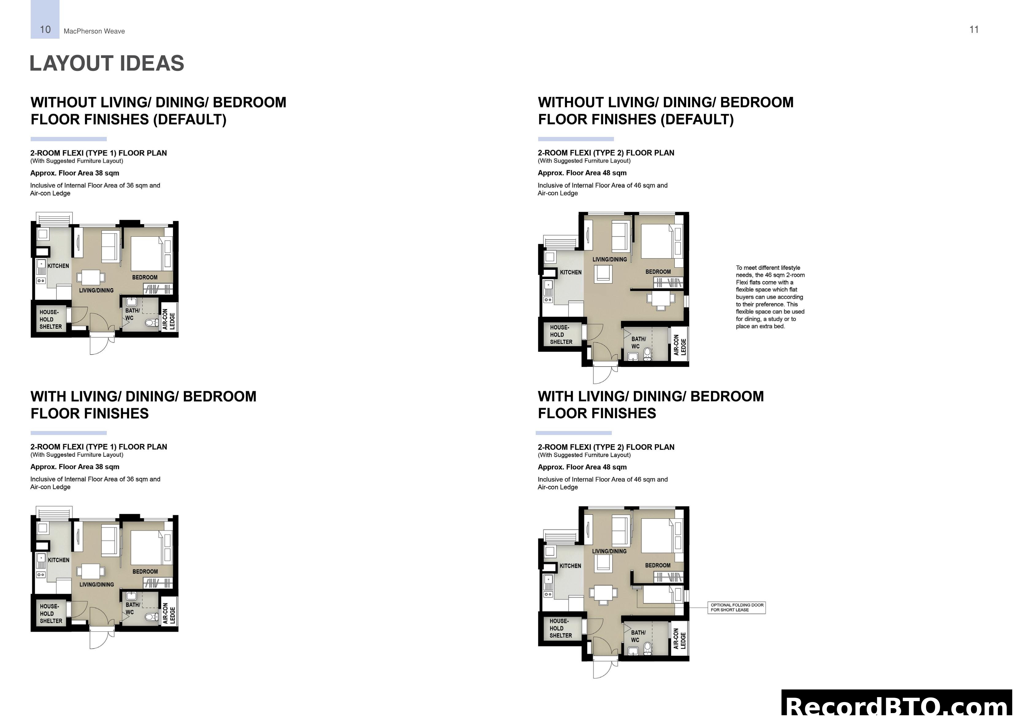 2-Room Flexi Unit Layouts and Floor Finish Options