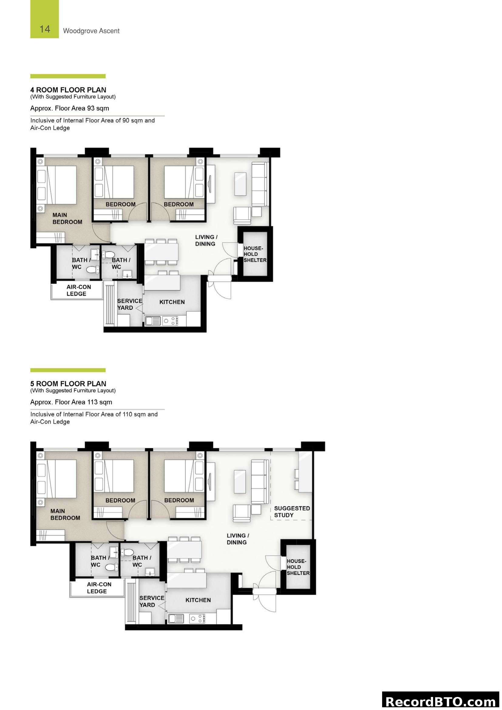 Woodgrove Ascent 4-Room and 5-Room Floor Plans