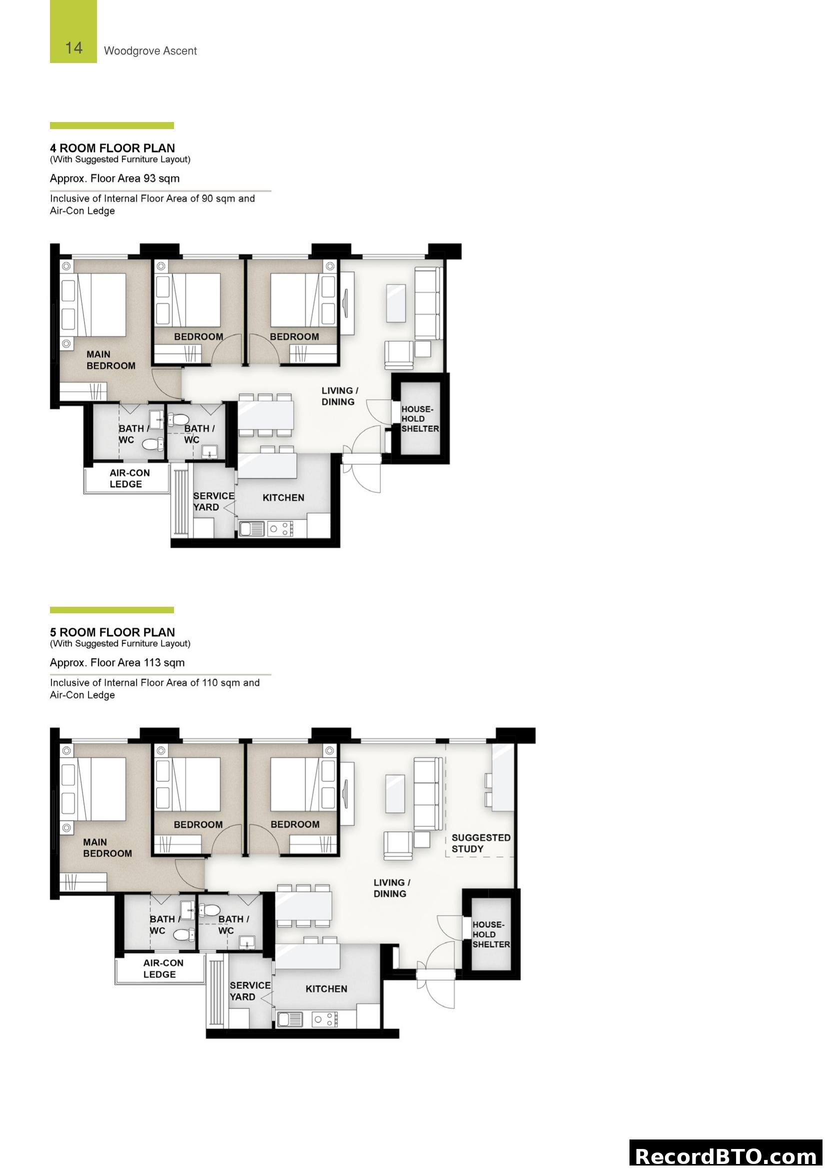 Woodgrove Ascent 4-Room and 5-Room Floor Plans