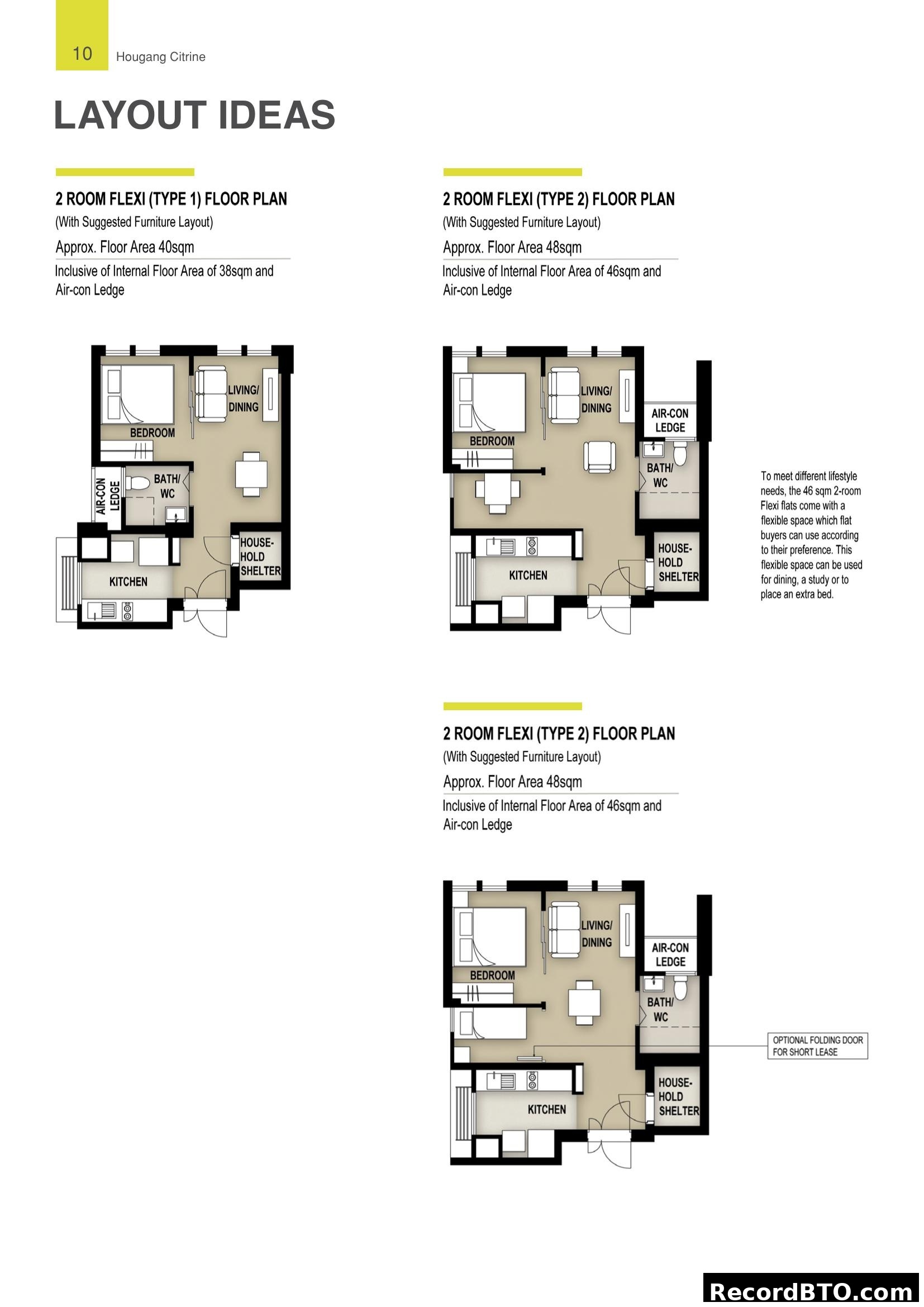 Layout Ideas for 2-Room Flexi Flats (Hougang Citrine)
