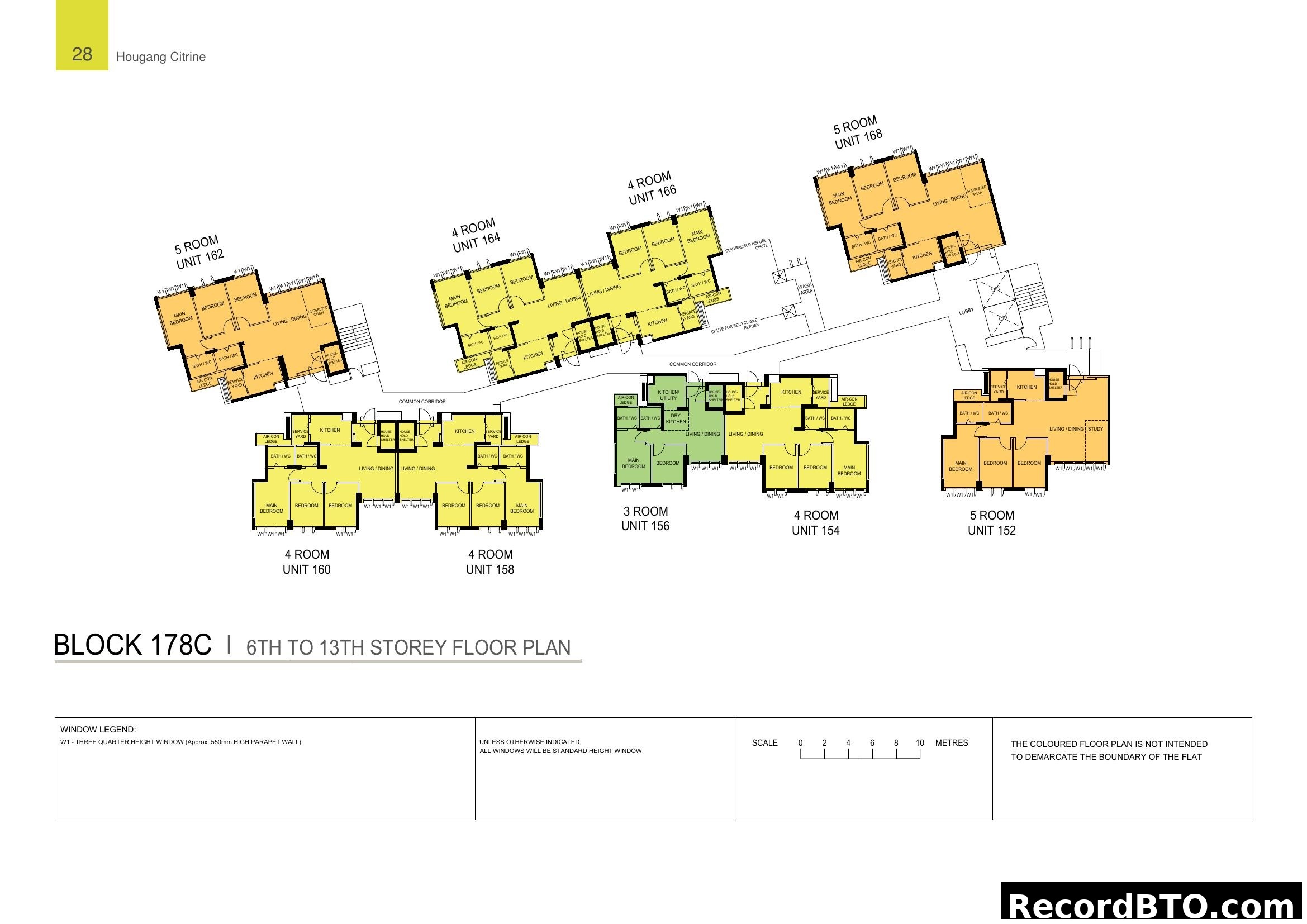Hougang Citrine Block 178C 6th to 13th Storey Floor Plan