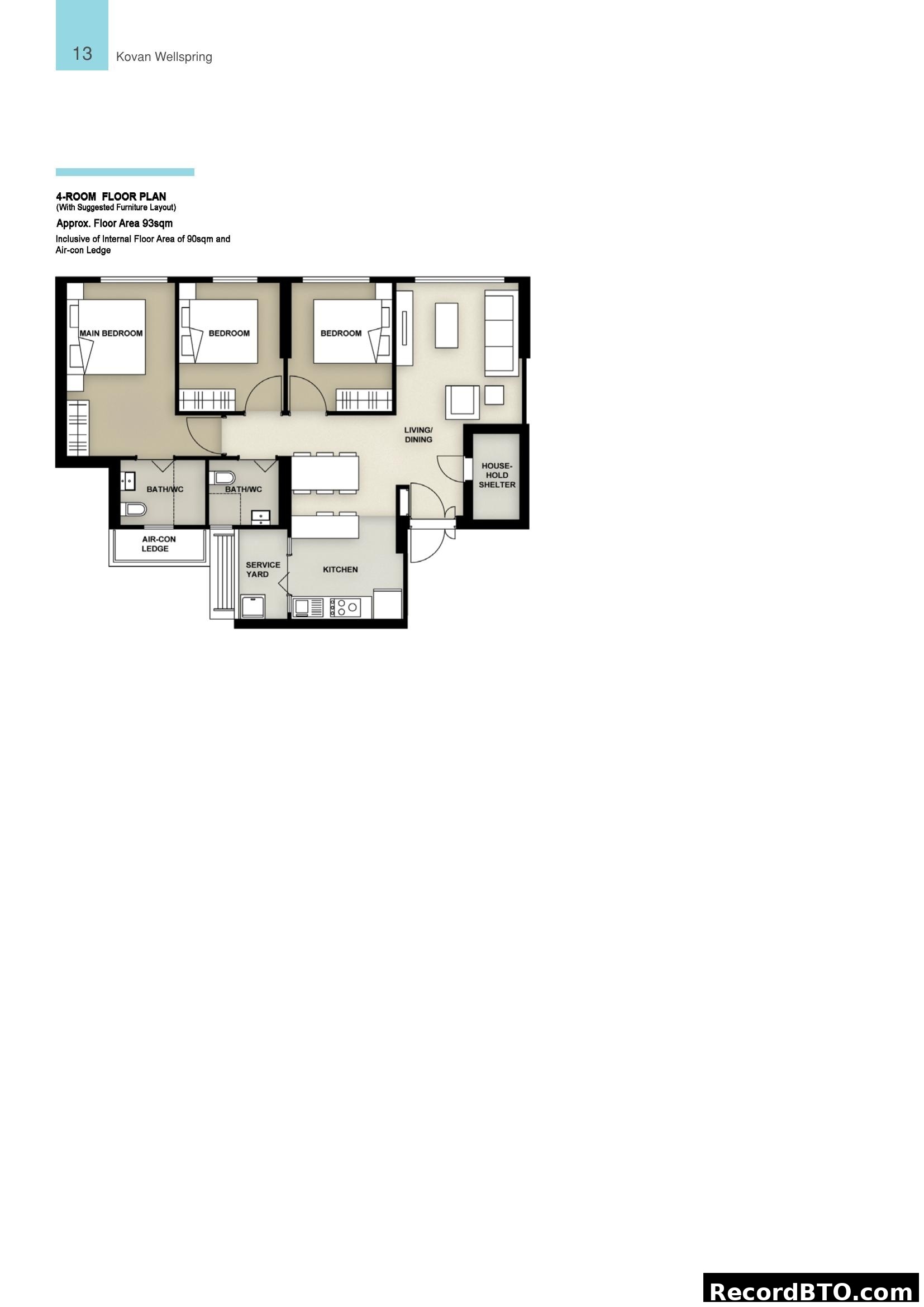 Kovan Wellspring - 4-Room Floor Plan