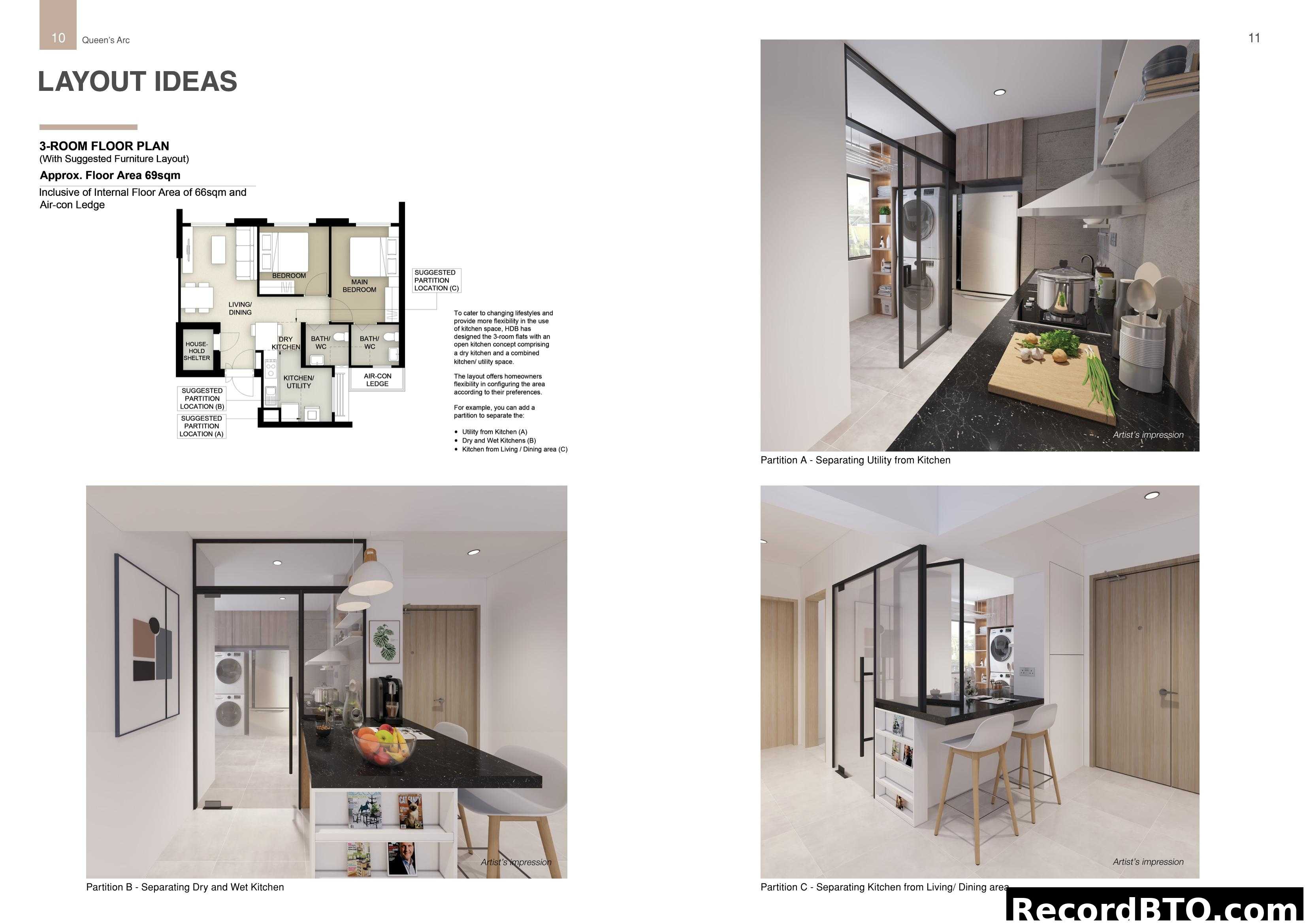 3-ROOM FLOOR PLAN LAYOUT IDEAS